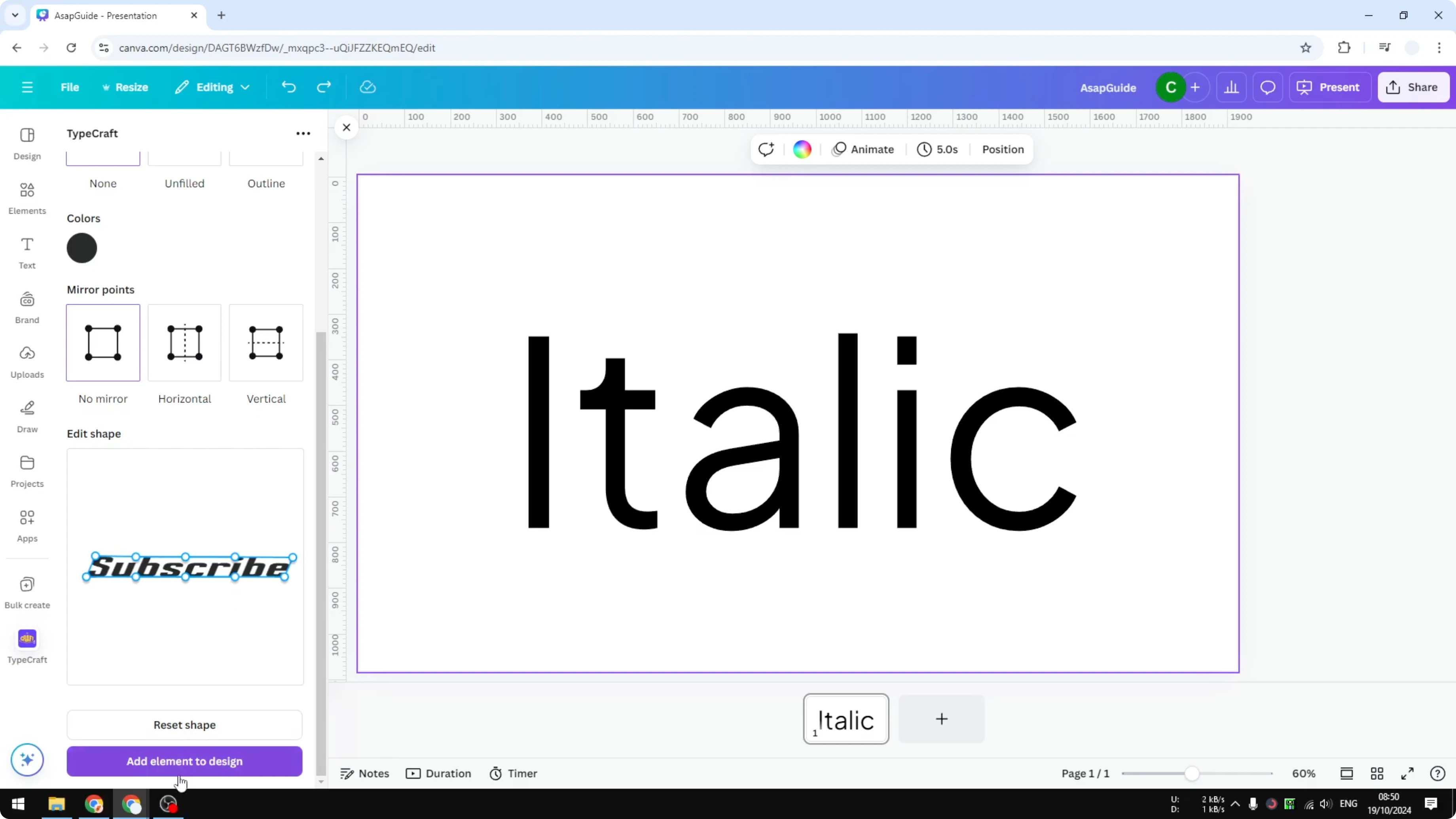 Screenshot from How to Fix If Can't Italicize Text in Canva at 146s