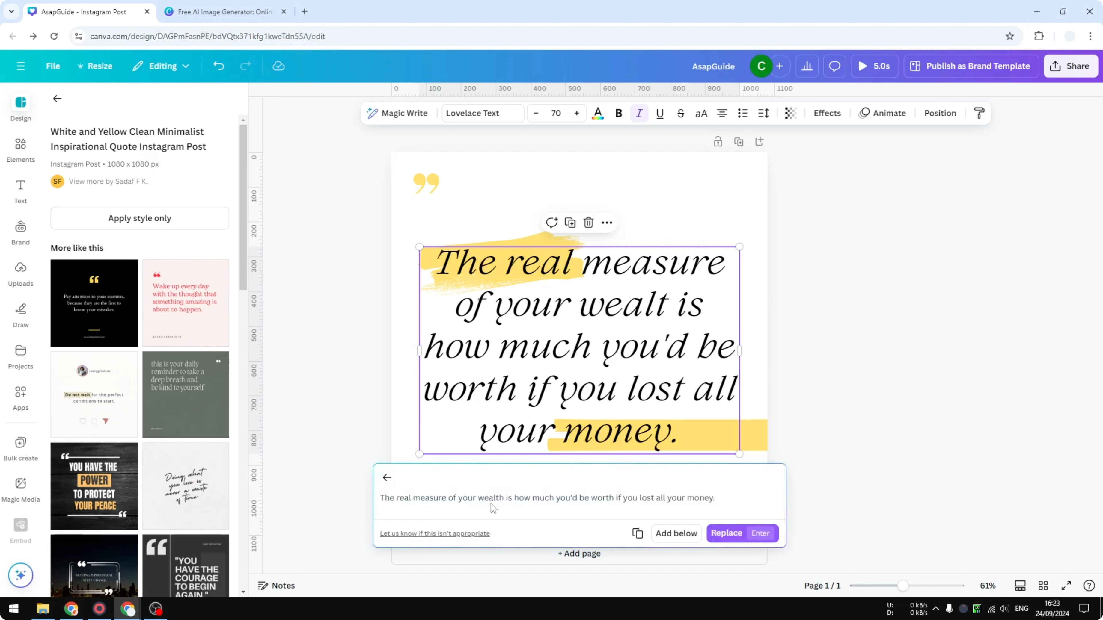 Screenshot from How to Fix Spelling in Canva Magic Write at 70s