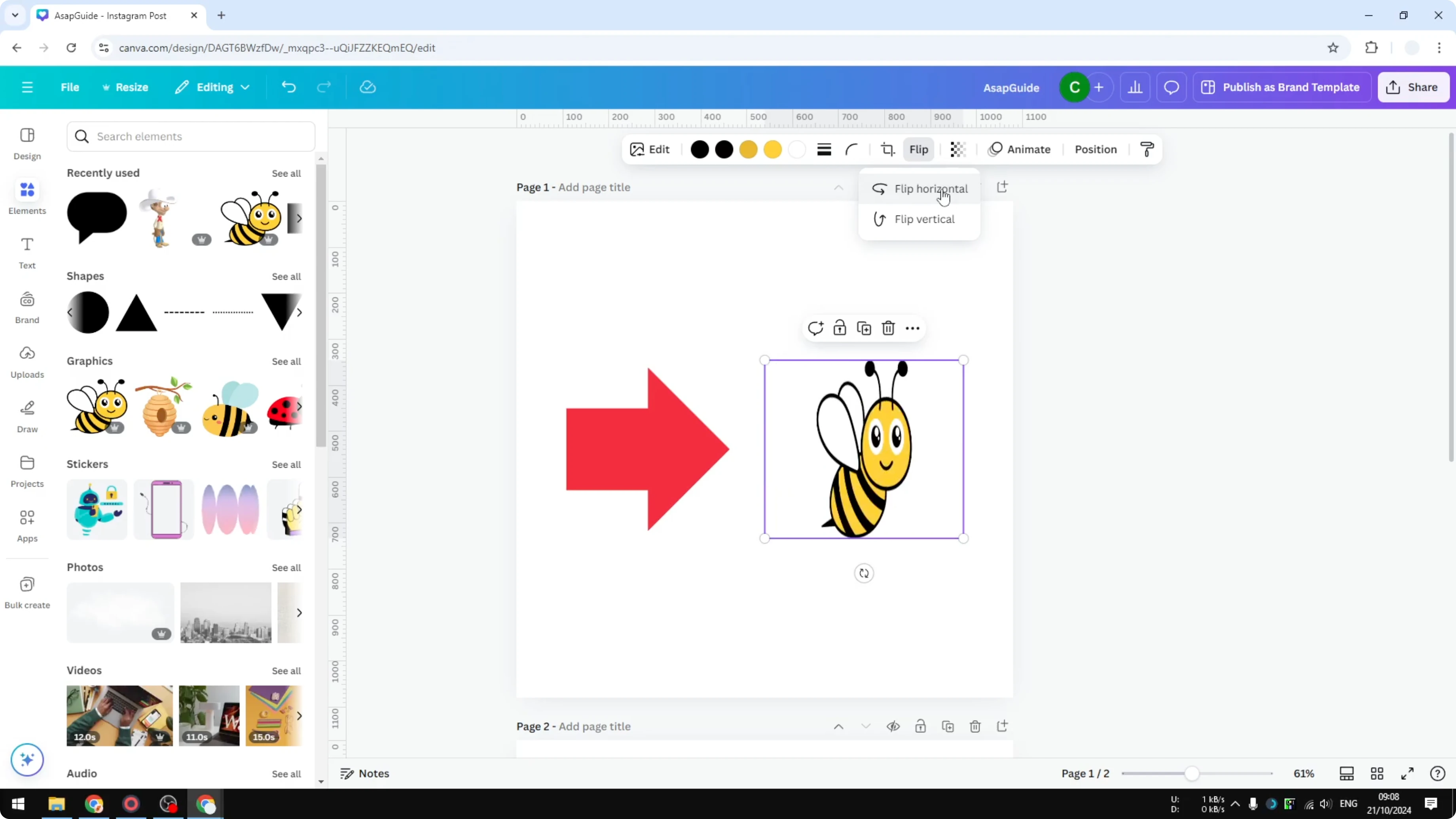 Screenshot from How to Flip Basic Shapes in Canva at 33s