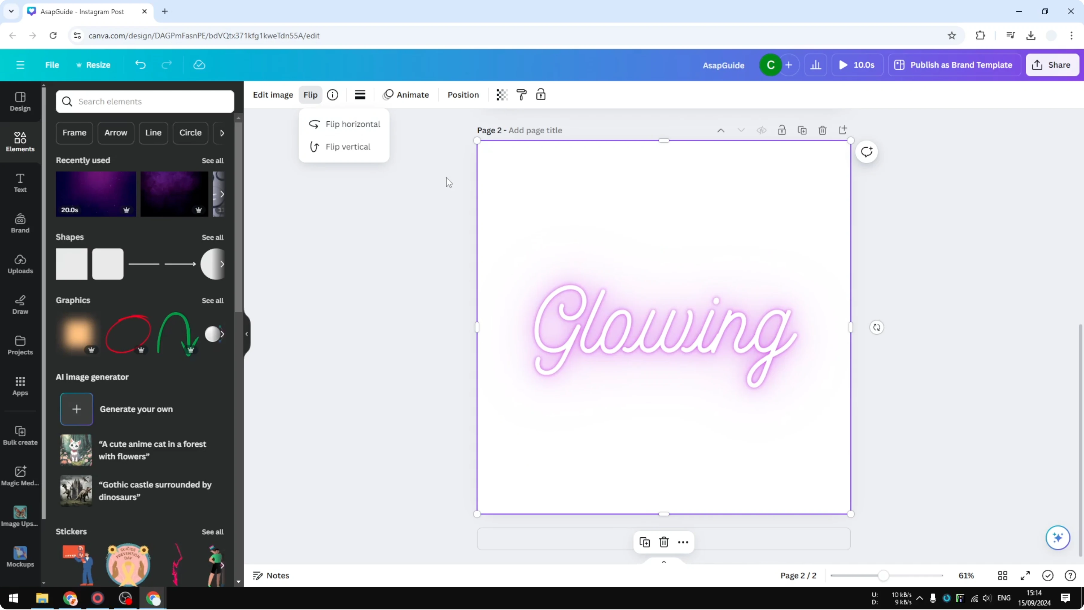 Screenshot from How to Flip Text In Canva at 125s