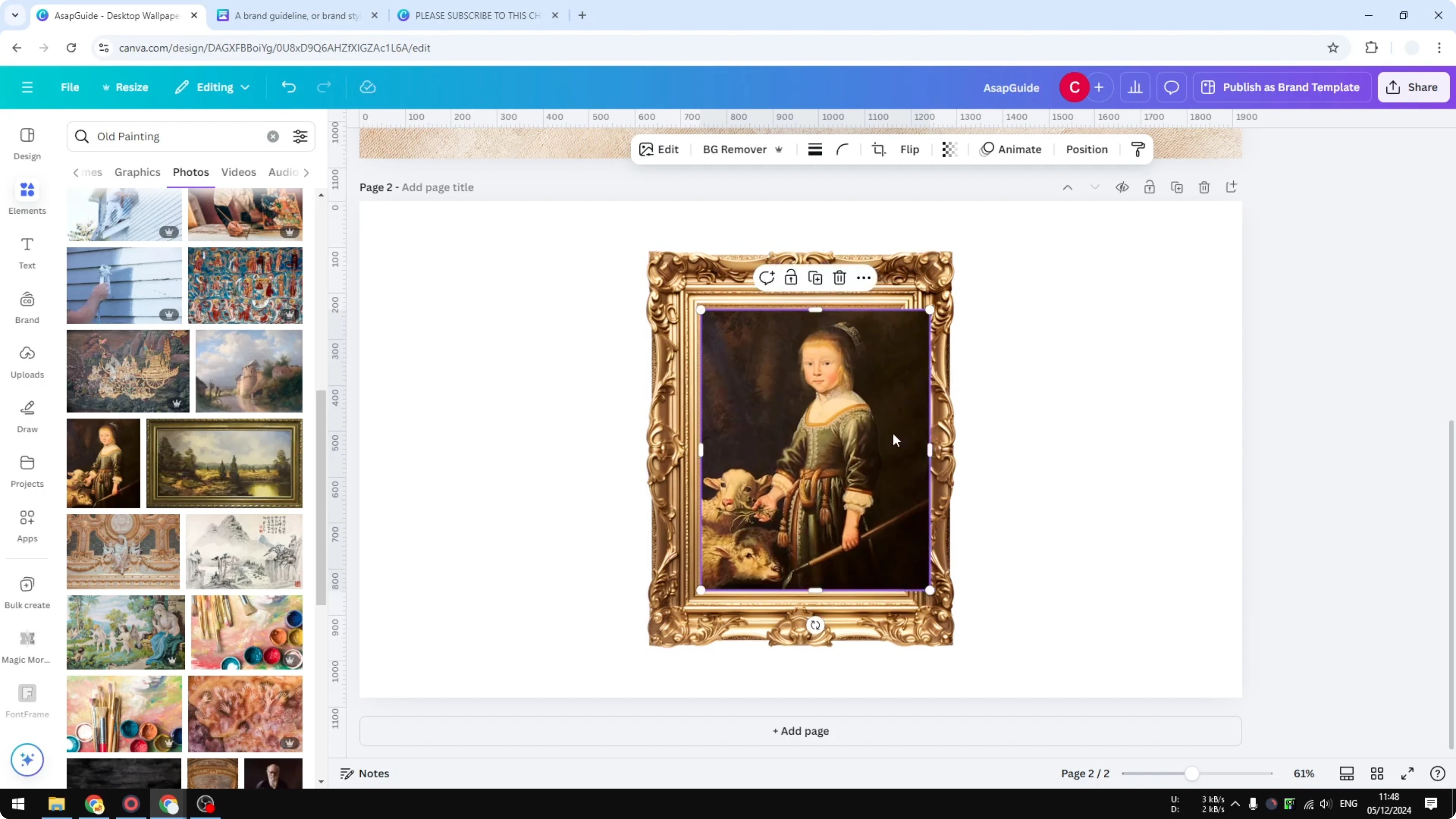 Screenshot from How to Put a Frame Around a Picture in Canva at 106s