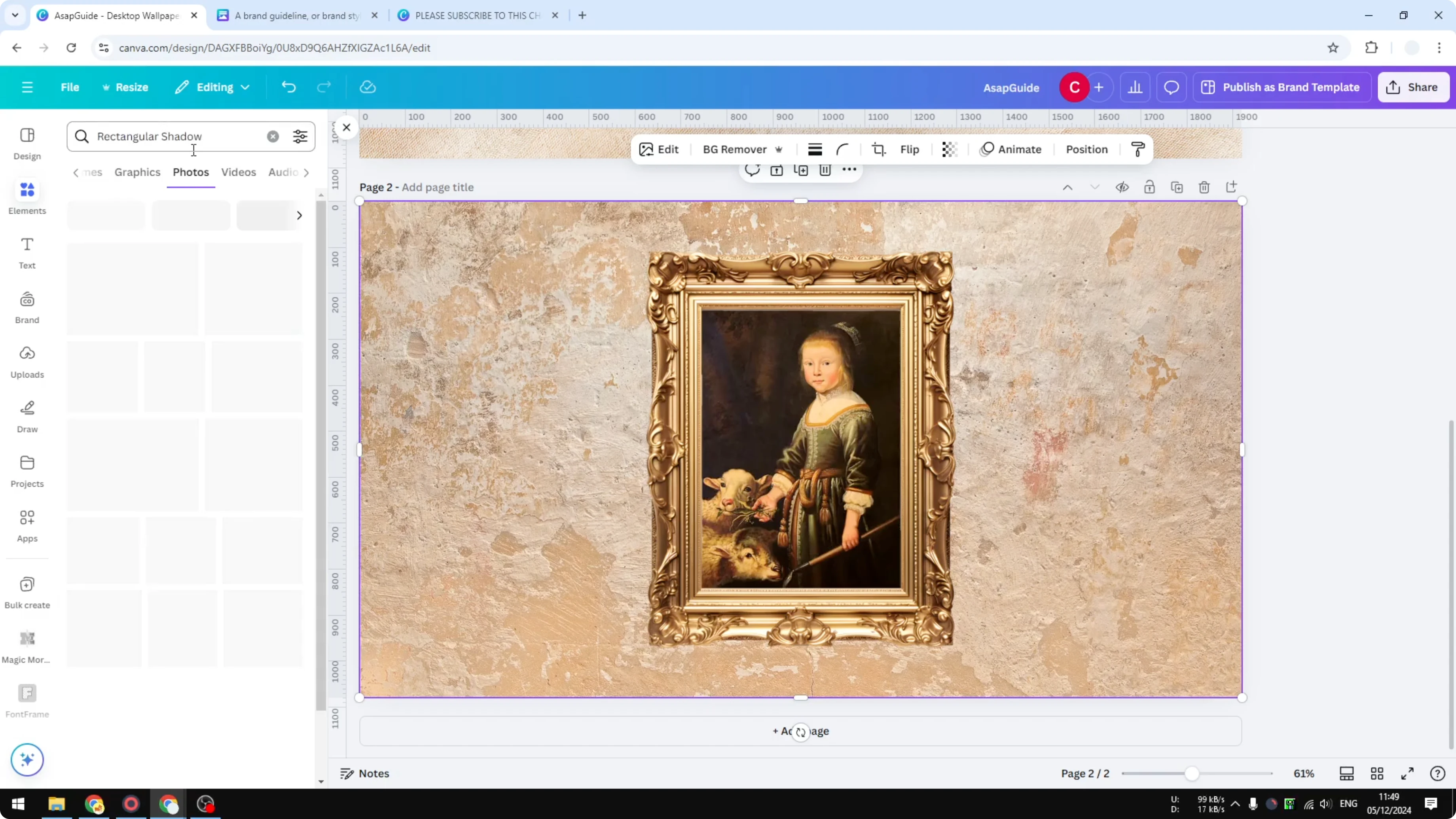 Screenshot from How to Put a Frame Around a Picture in Canva at 165s