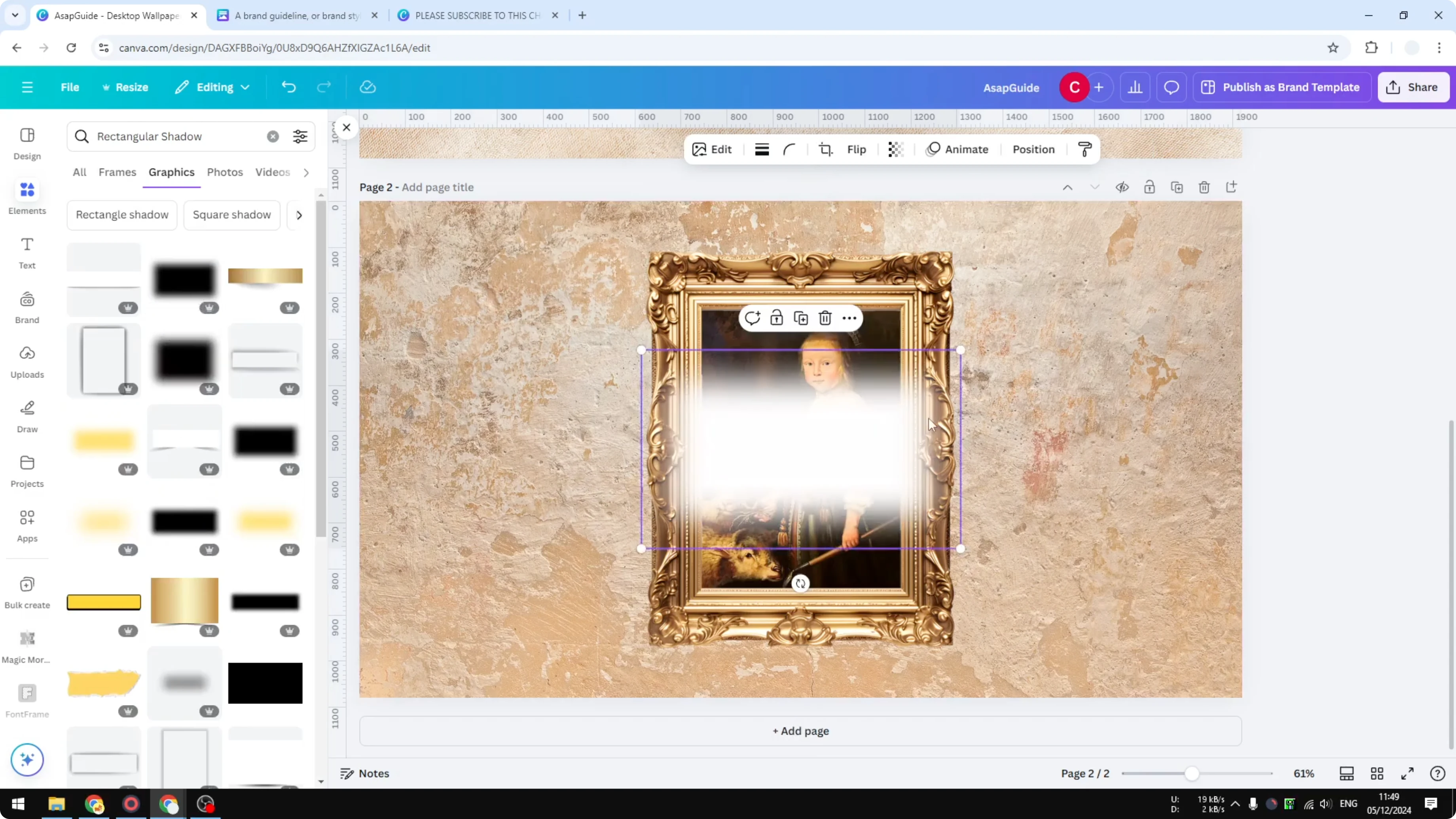 Screenshot from How to Put a Frame Around a Picture in Canva at 170s