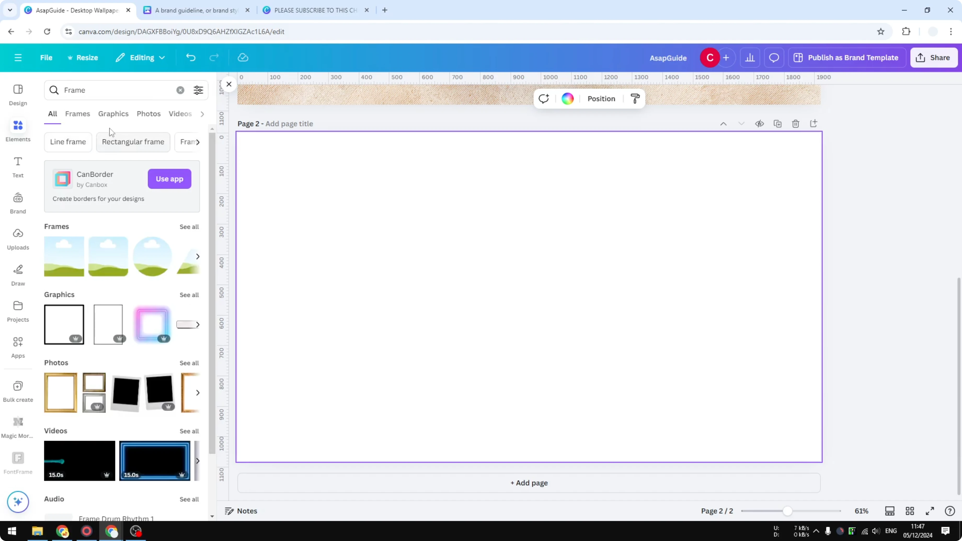 Screenshot from How to Put a Frame Around a Picture in Canva at 45s