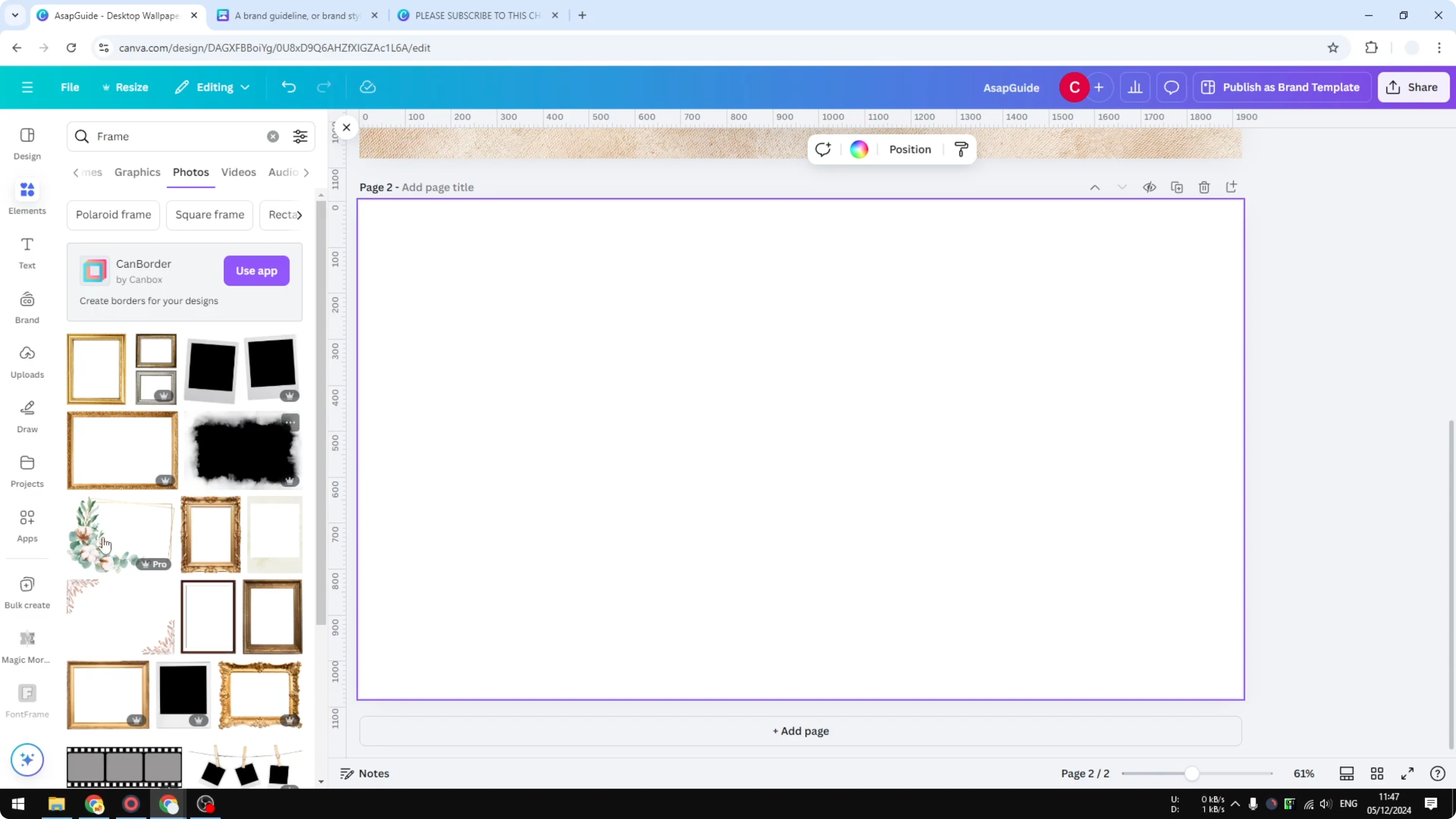 Screenshot from How to Put a Frame Around a Picture in Canva at 54s