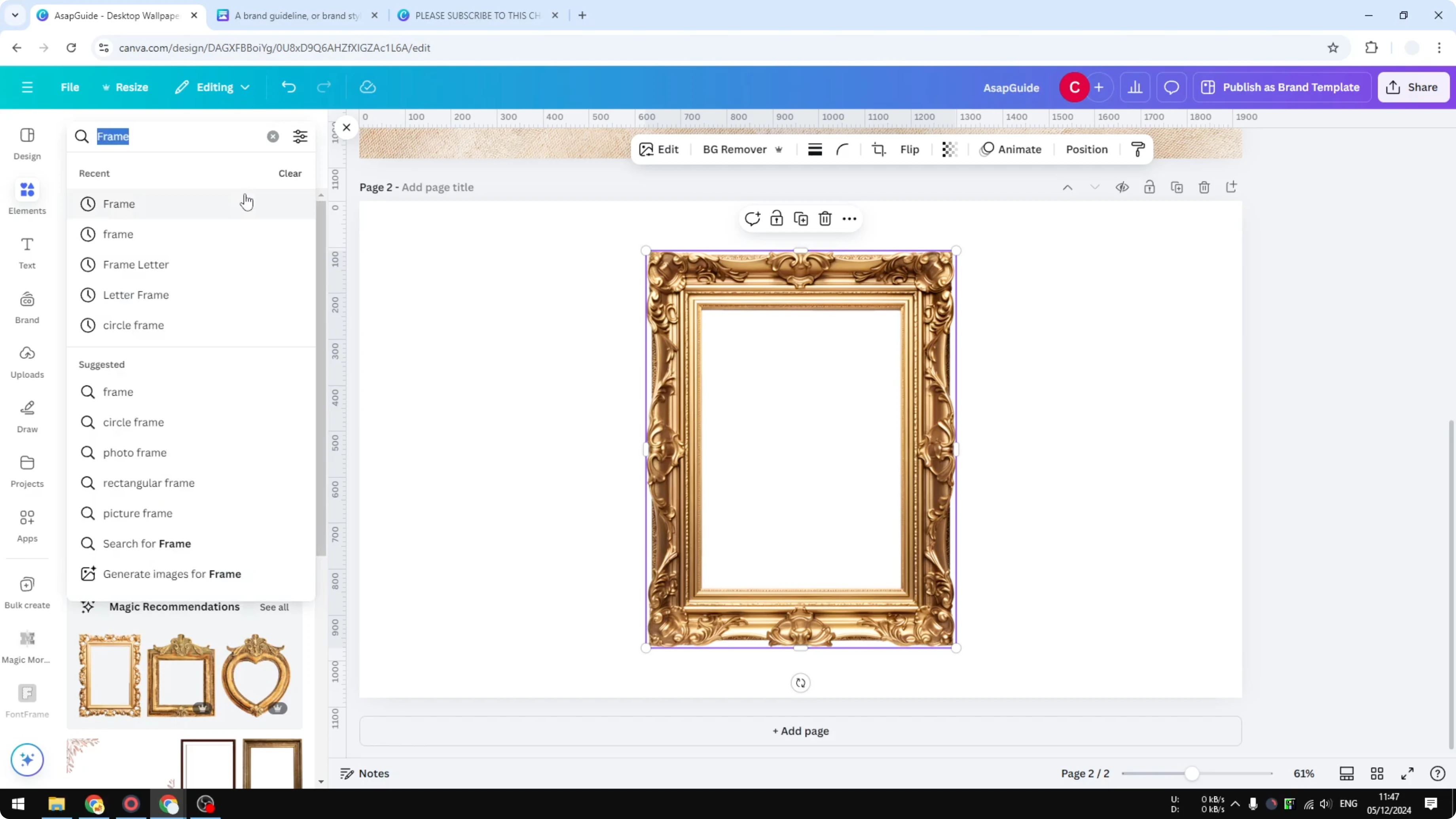Screenshot from How to Put a Frame Around a Picture in Canva at 70s