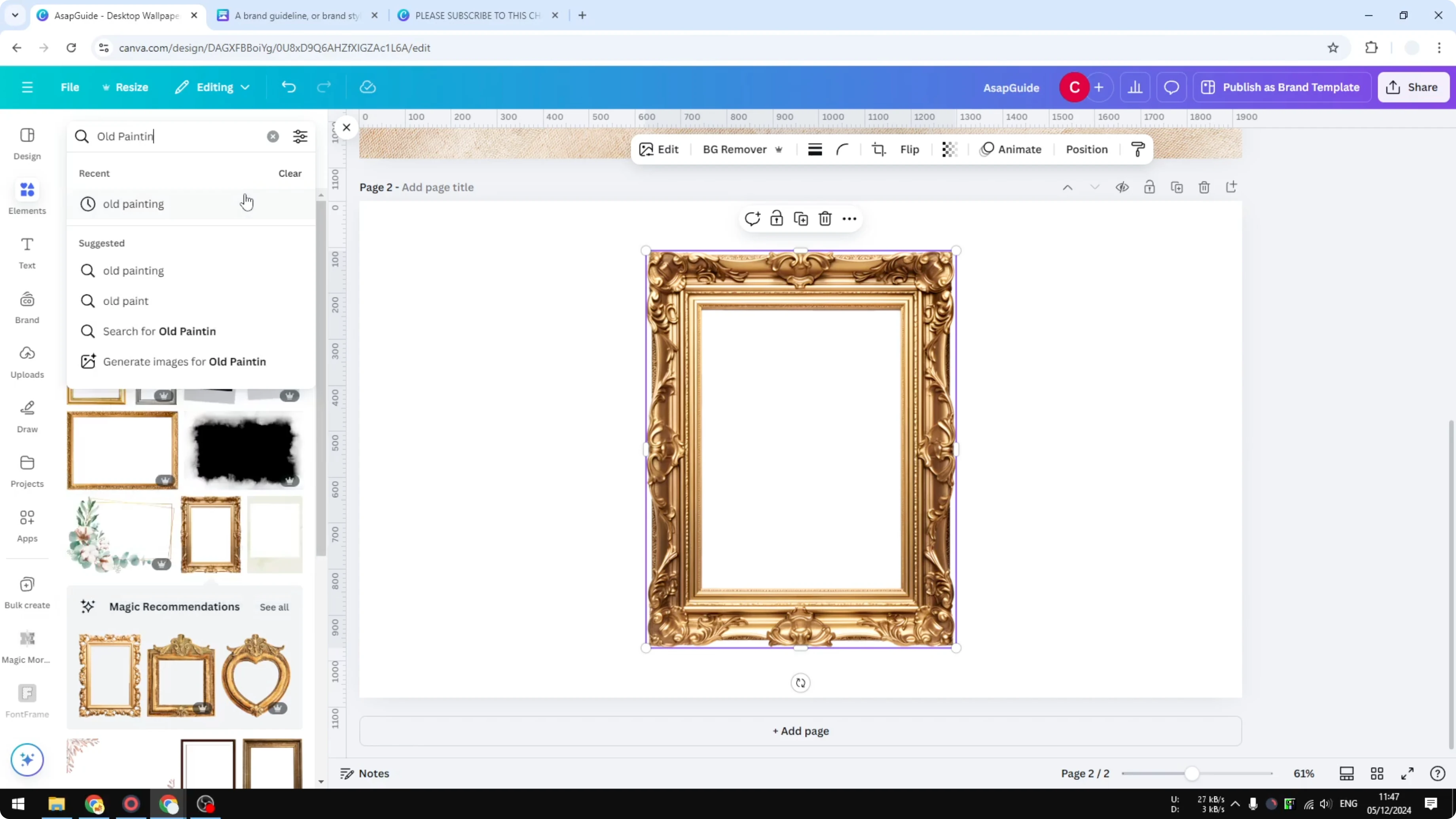 Screenshot from How to Put a Frame Around a Picture in Canva at 77s