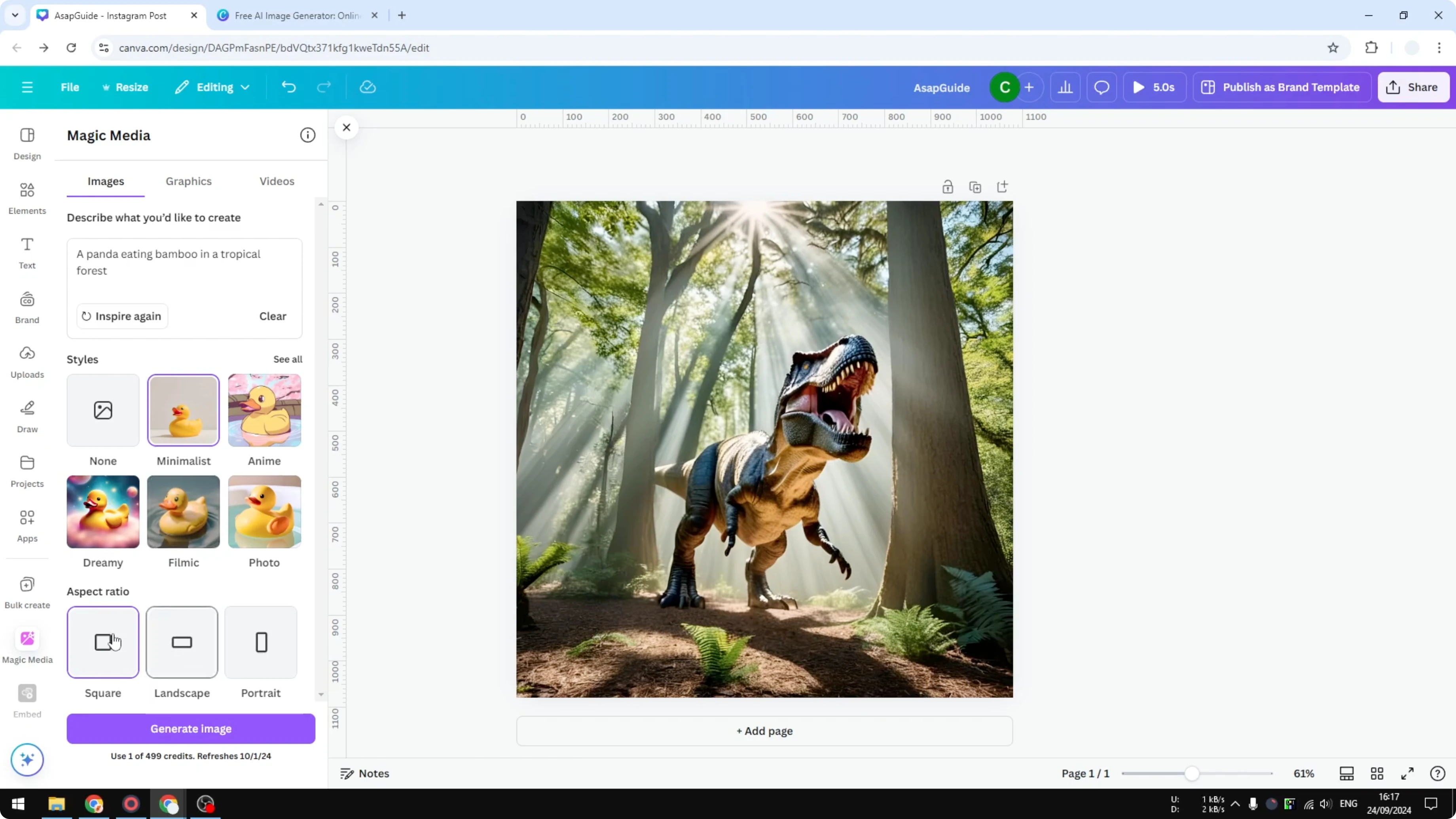 Screenshot from How to Generate AI Images in Canva at 106s