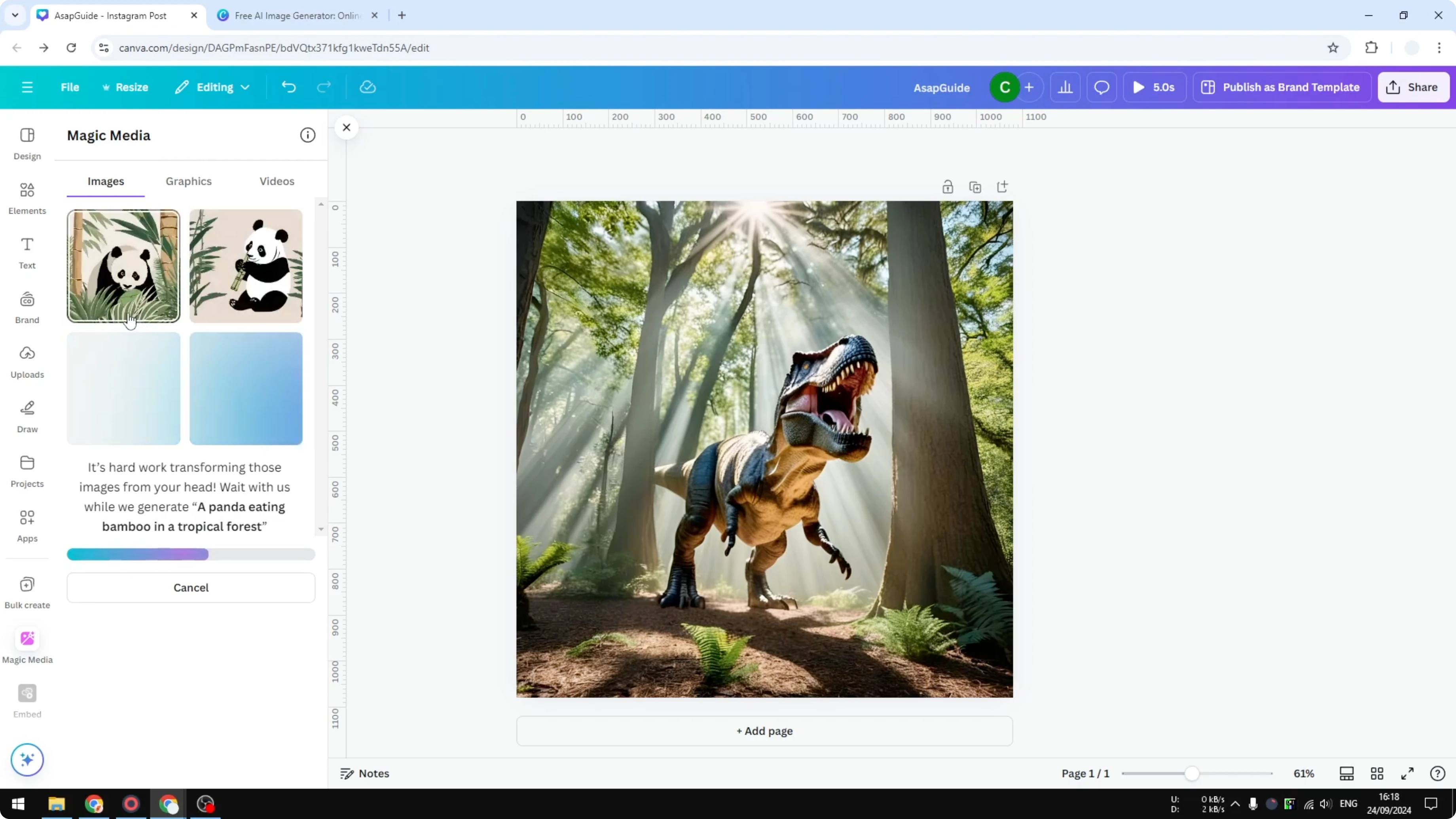 Screenshot from How to Generate AI Images in Canva at 140s