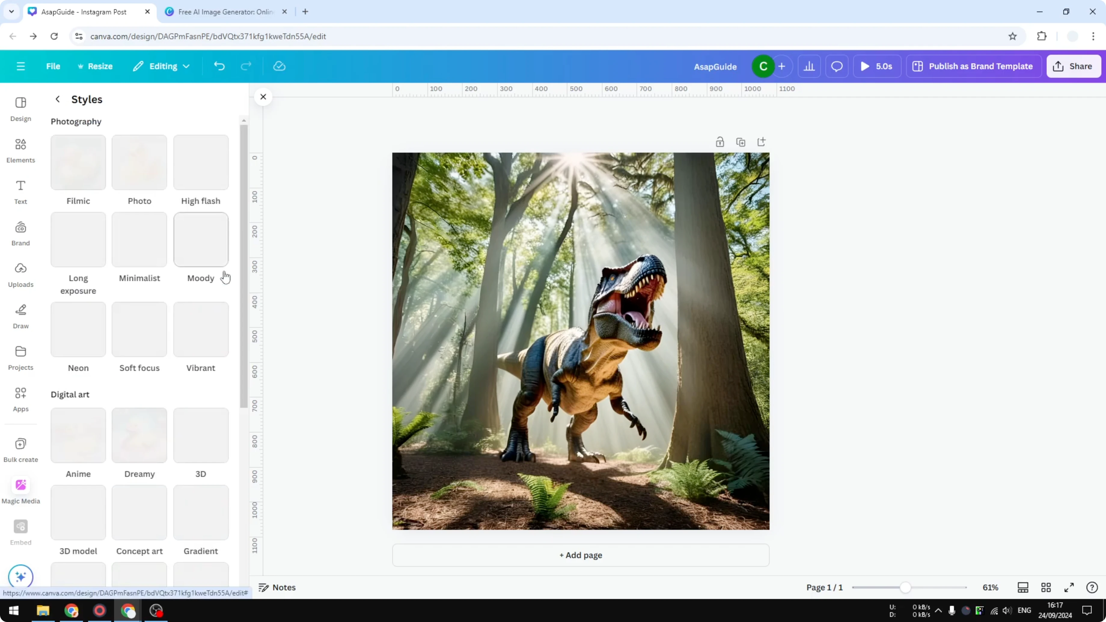 Screenshot from How to Generate AI Images in Canva at 95s