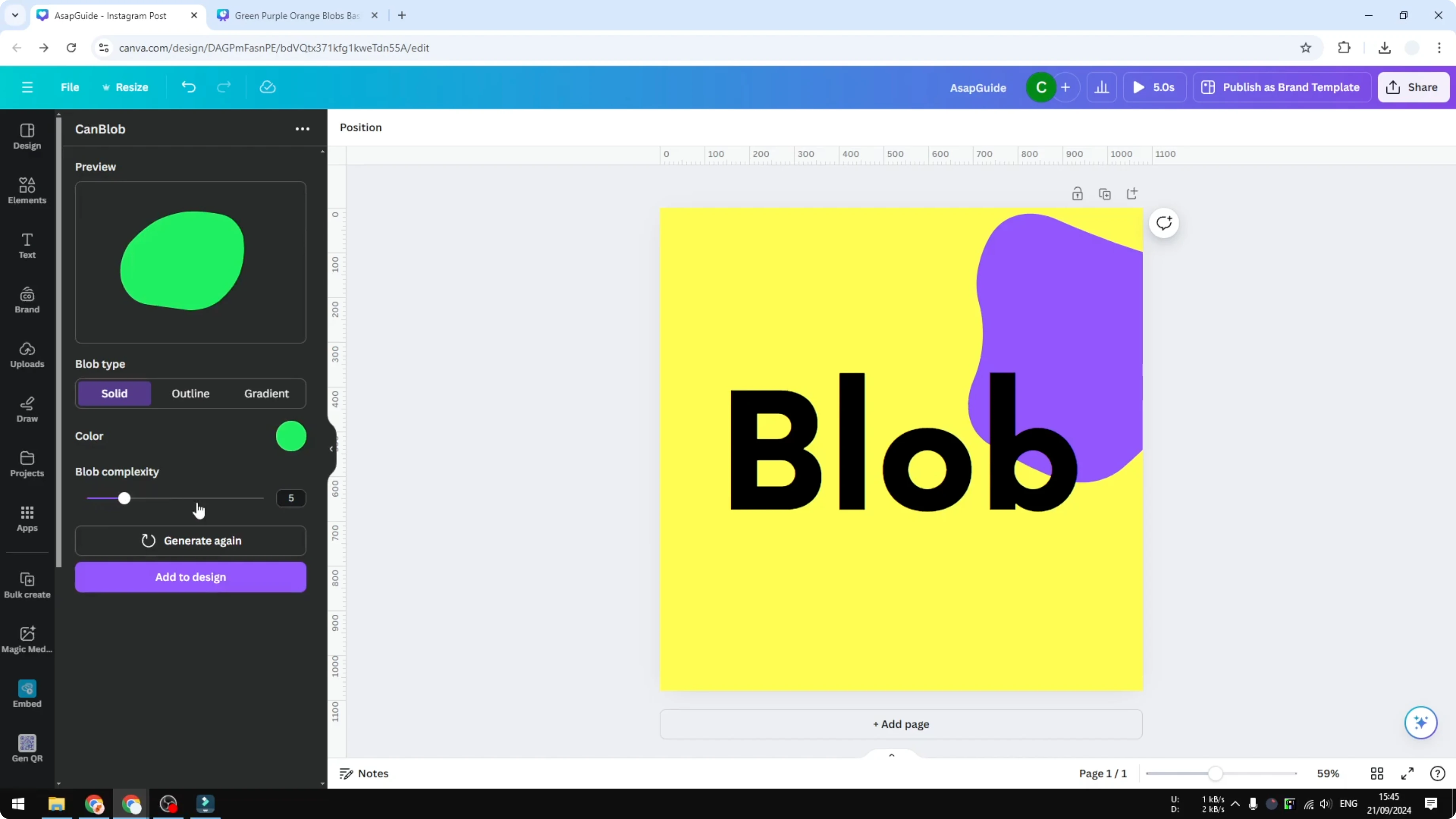 Screenshot from How to Generate Blobs in Canva at 103s