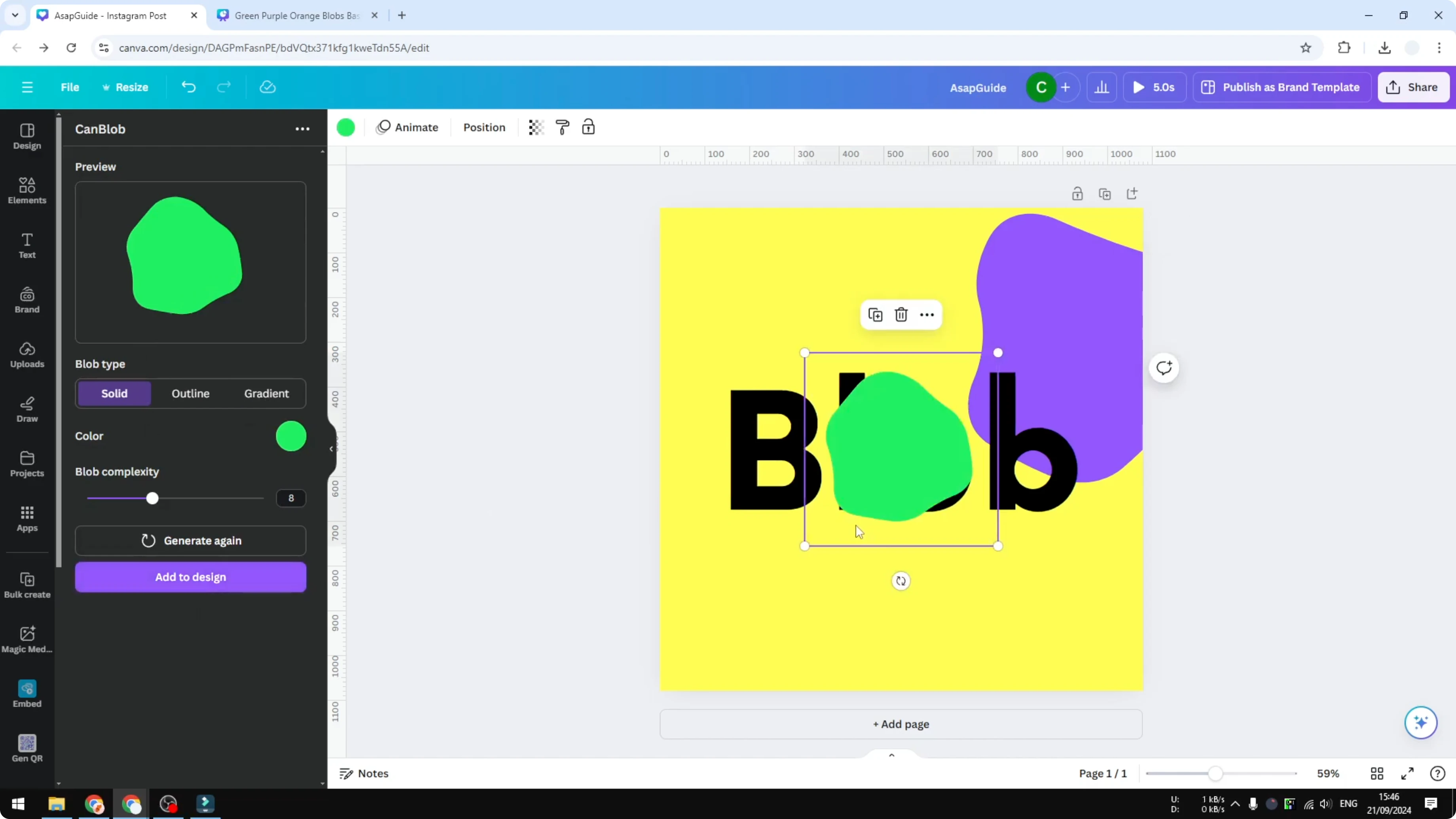 Screenshot from How to Generate Blobs in Canva at 148s