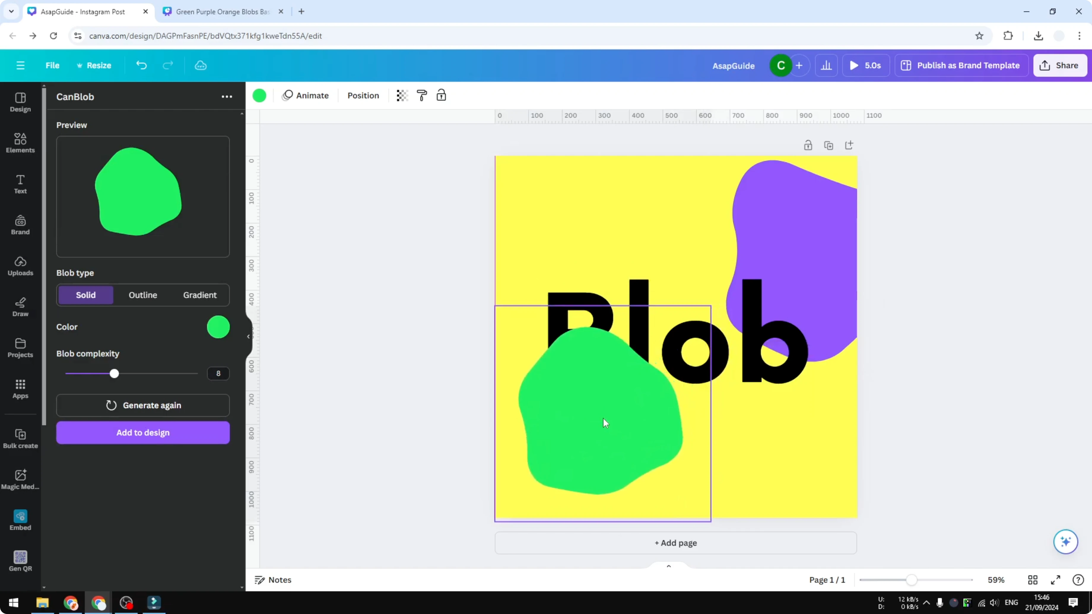 Screenshot from How to Generate Blobs in Canva at 153s