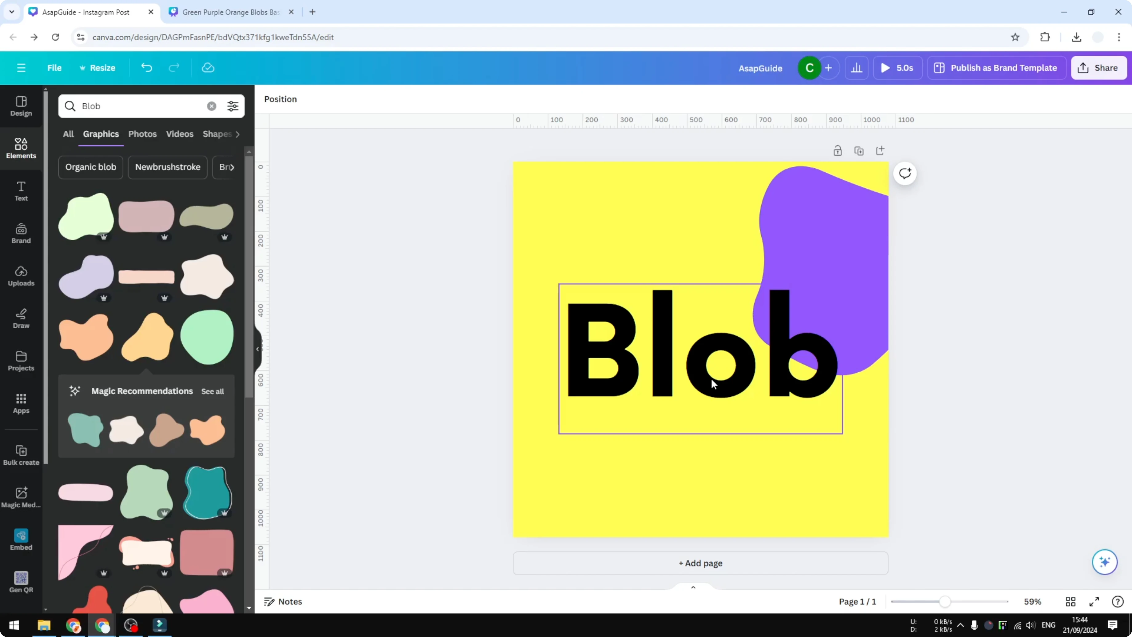 Screenshot from How to Generate Blobs in Canva at 59s