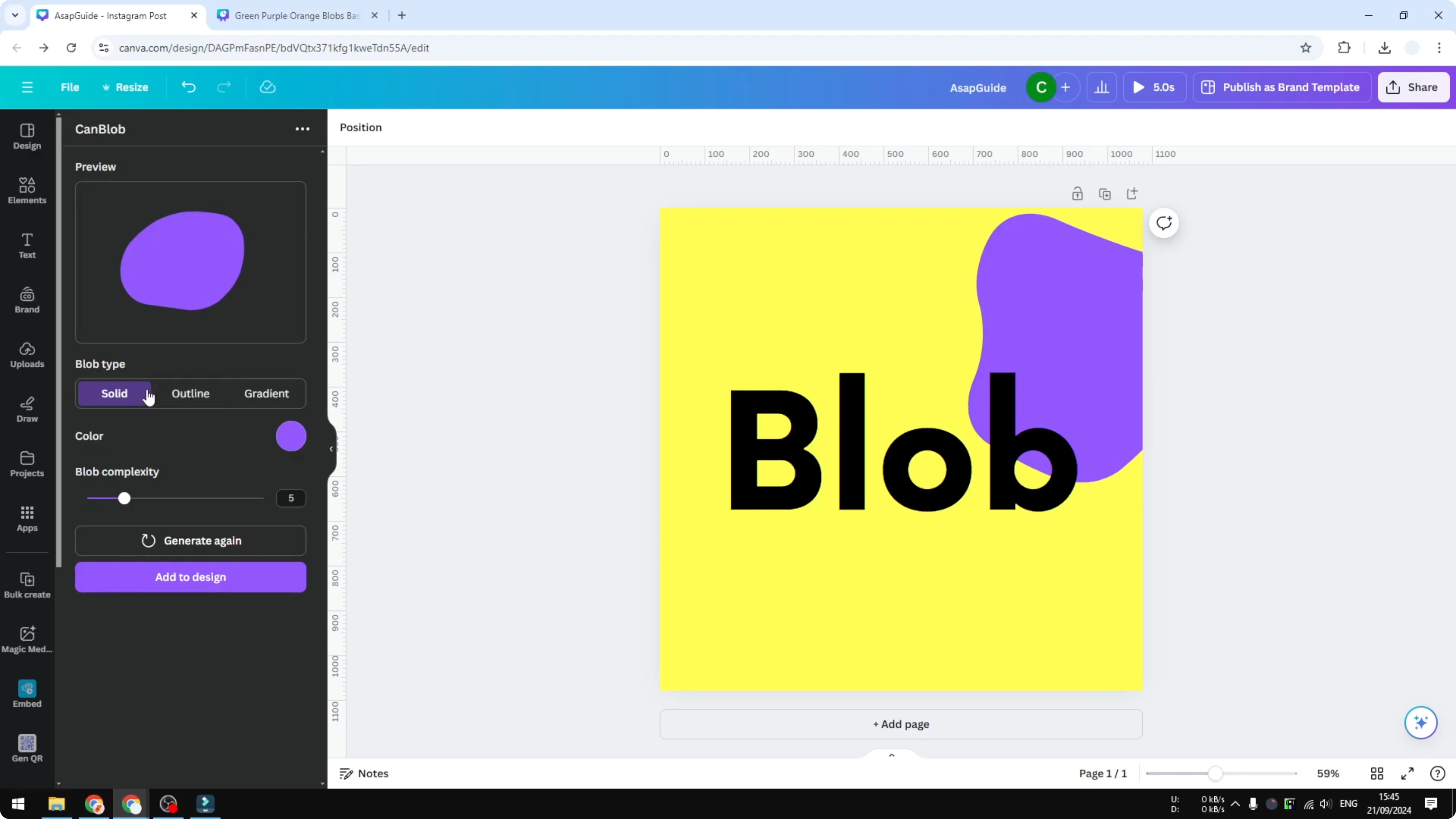 Screenshot from How to Generate Blobs in Canva at 79s
