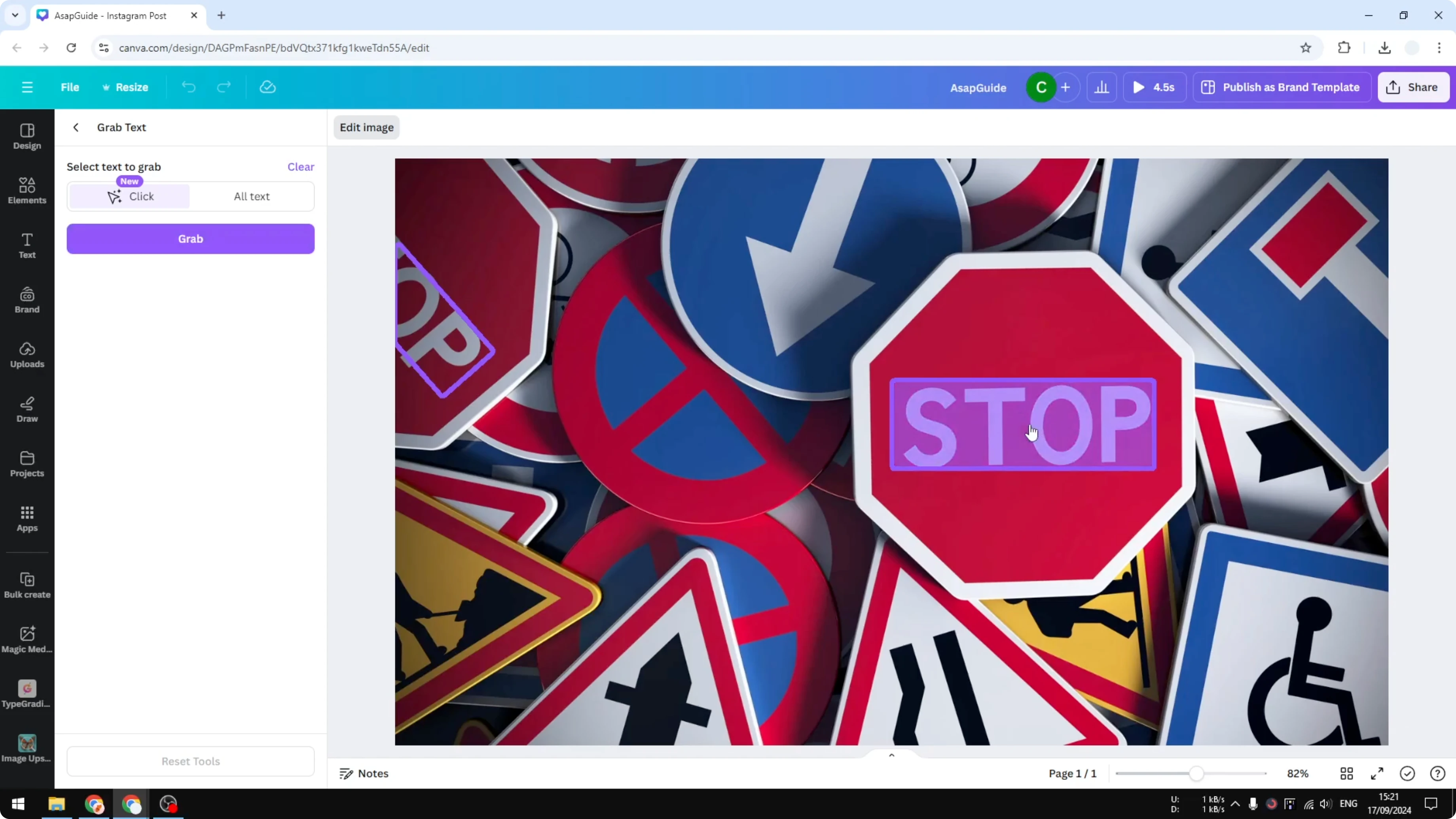 Screenshot from How to Grab Text in Canva at 73s