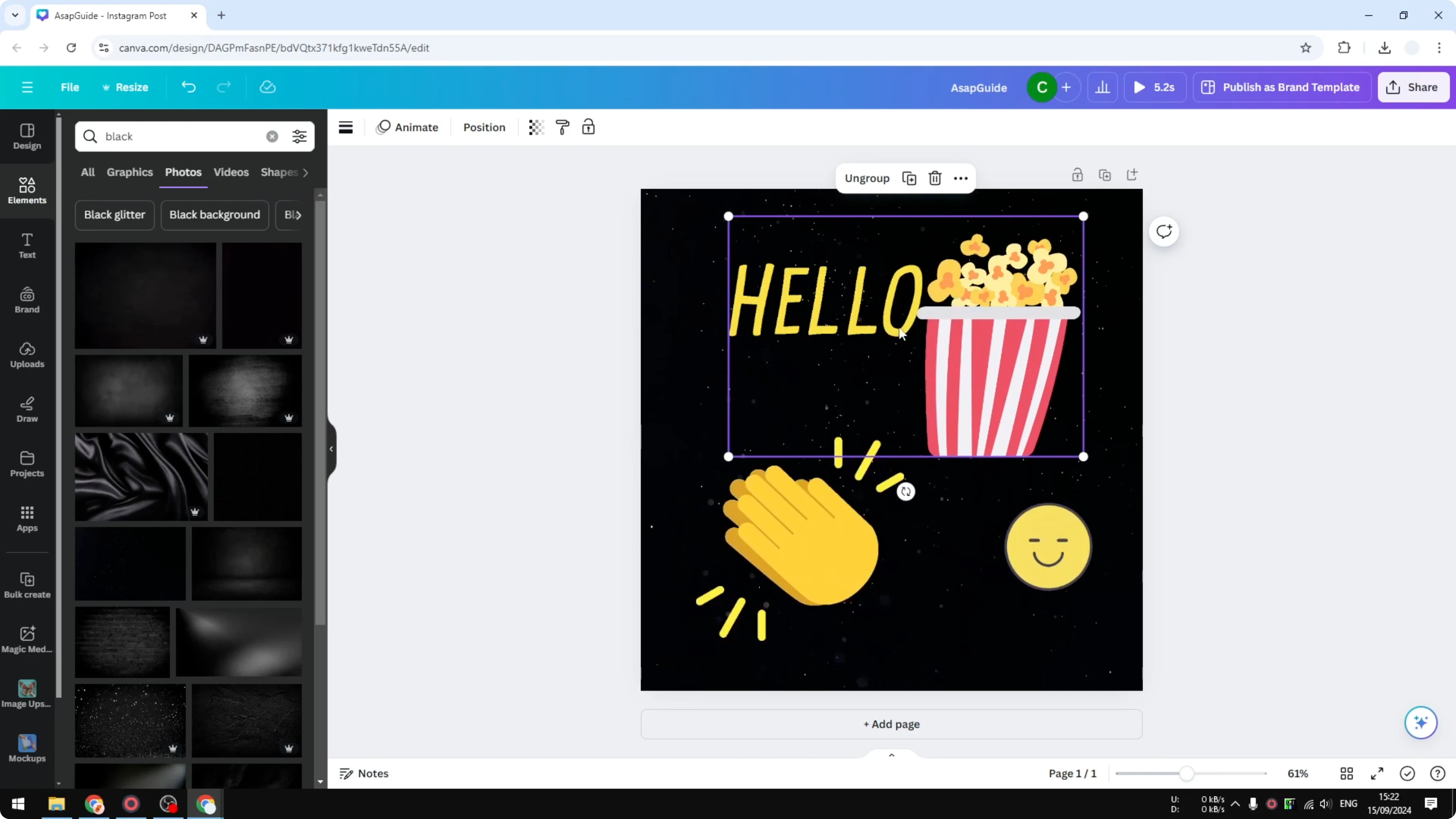 Screenshot from How to Group Elements in Canva at 111s