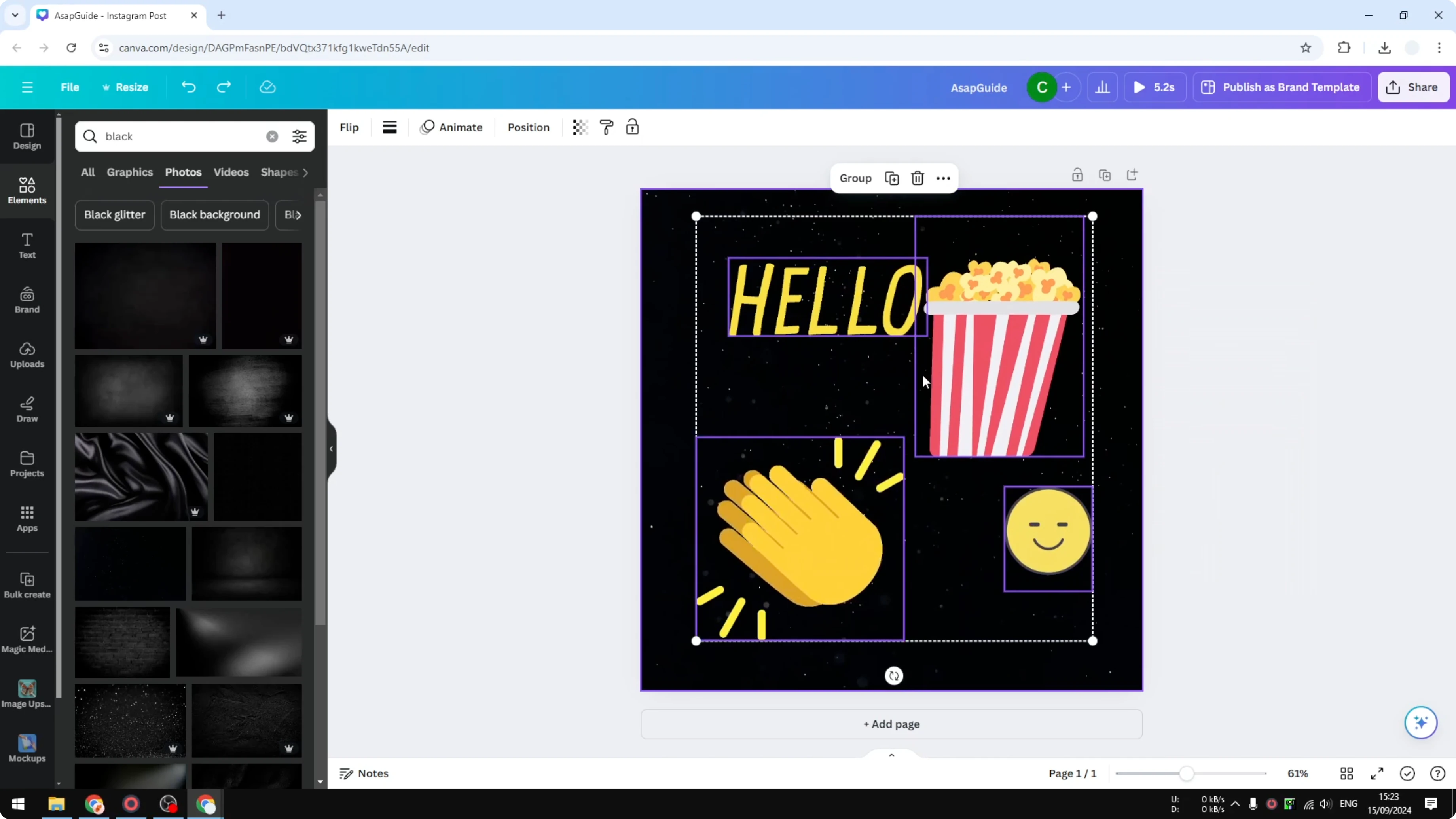 Screenshot from How to Group Elements in Canva at 156s