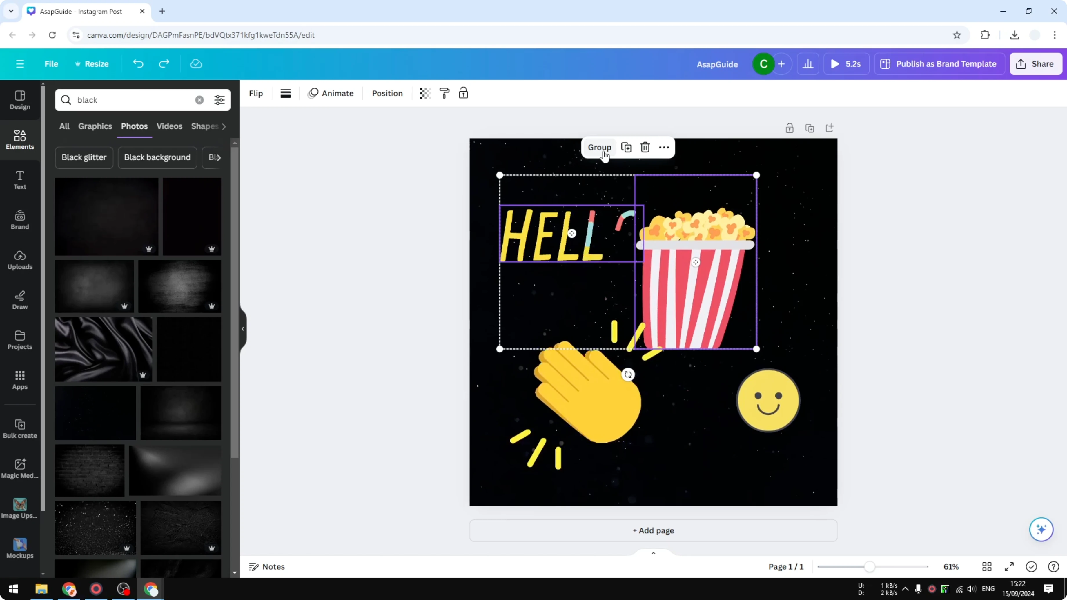 Screenshot from How to Group Elements in Canva at 95s