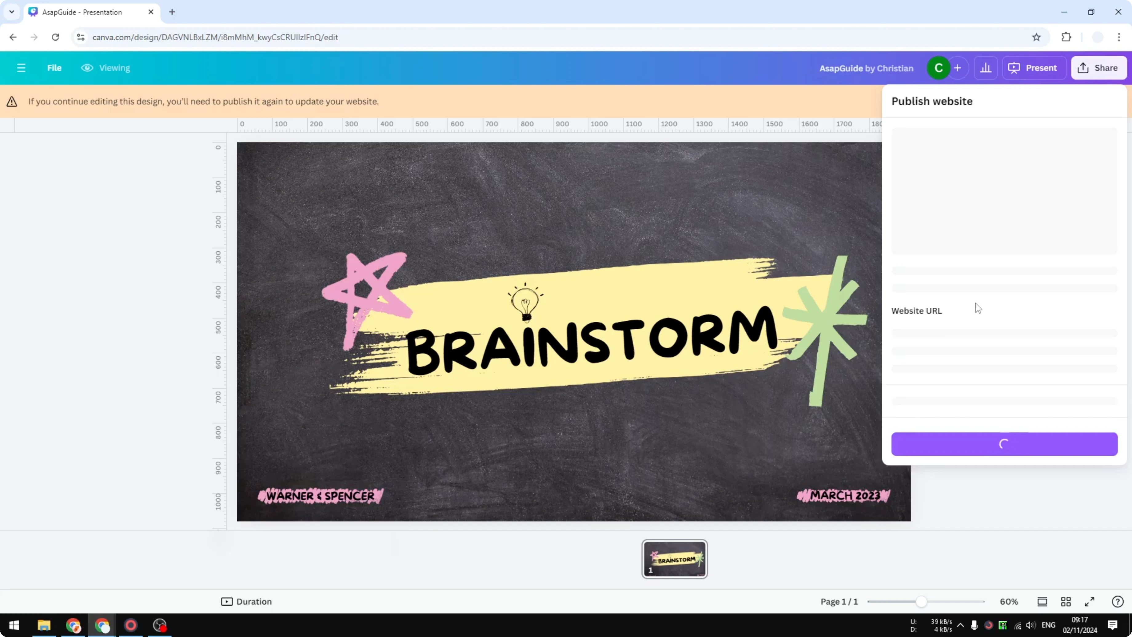 Screenshot from How to Hide Your Canva Website From Search Engines at 43s
