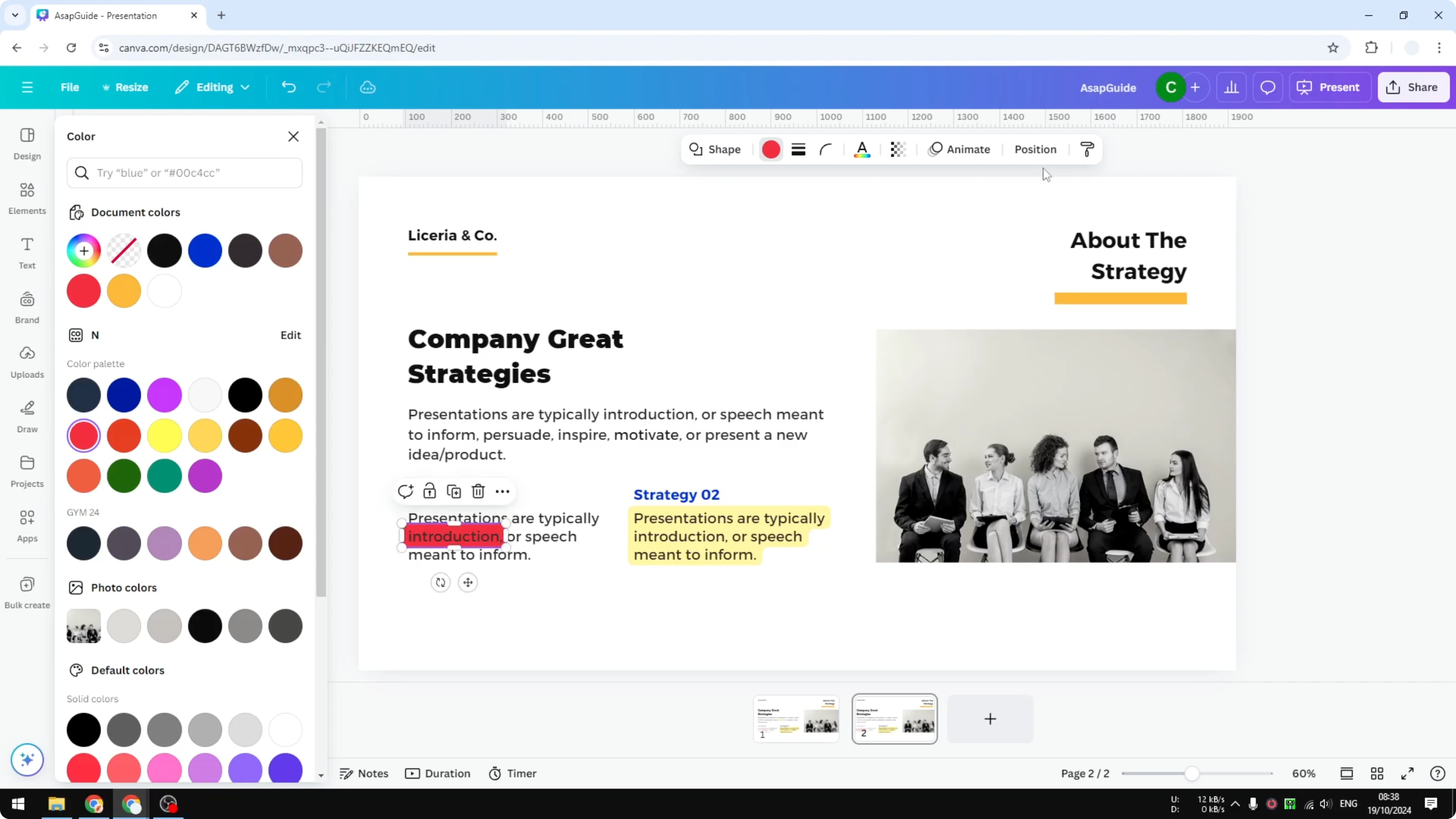 Screenshot from How to Highlight Text in Canva at 125s