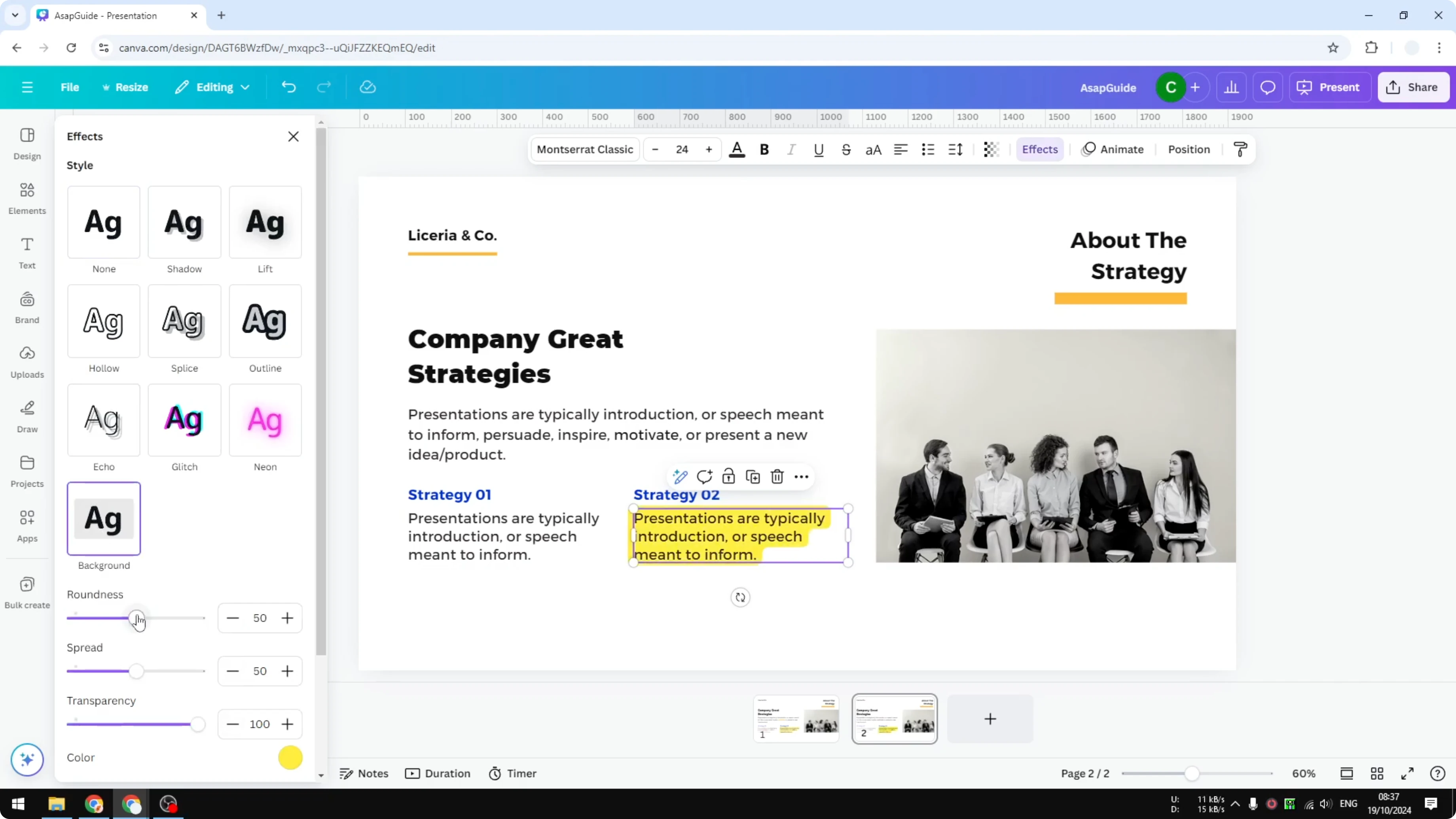 Screenshot from How to Highlight Text in Canva at 49s