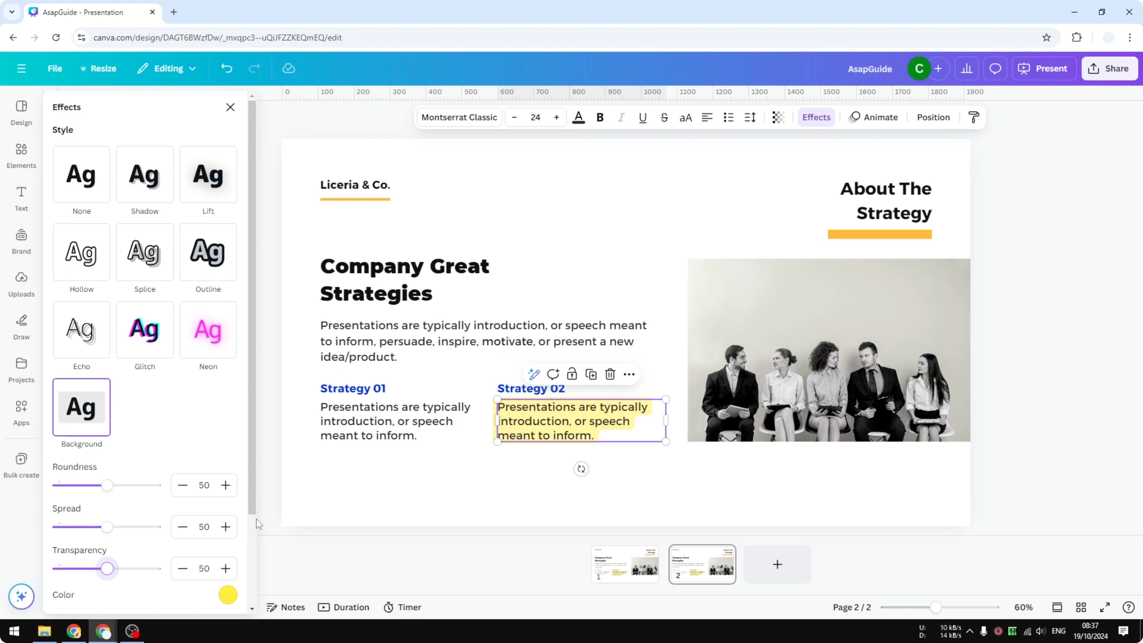 Screenshot from How to Highlight Text in Canva at 67s