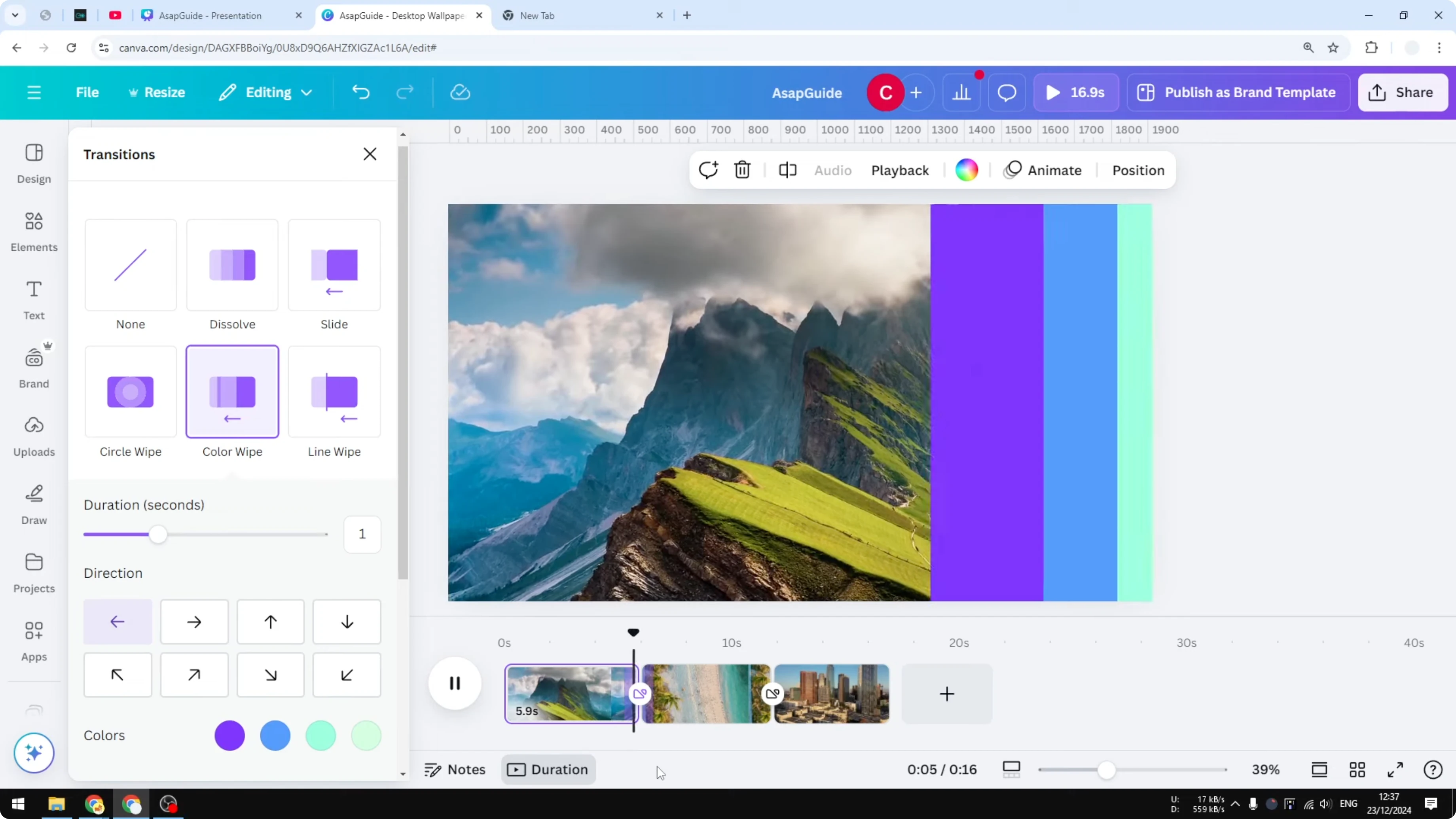 Screenshot from How to Add a Cool Video Transition in Canva at 109s