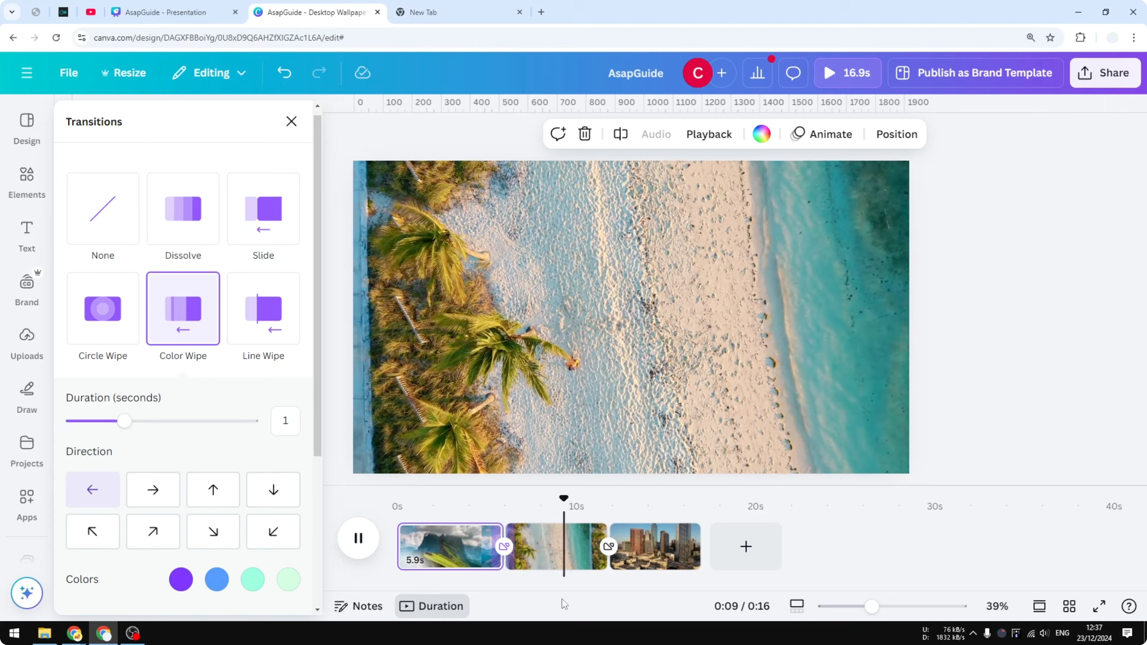 Screenshot from How to Add a Cool Video Transition in Canva at 114s