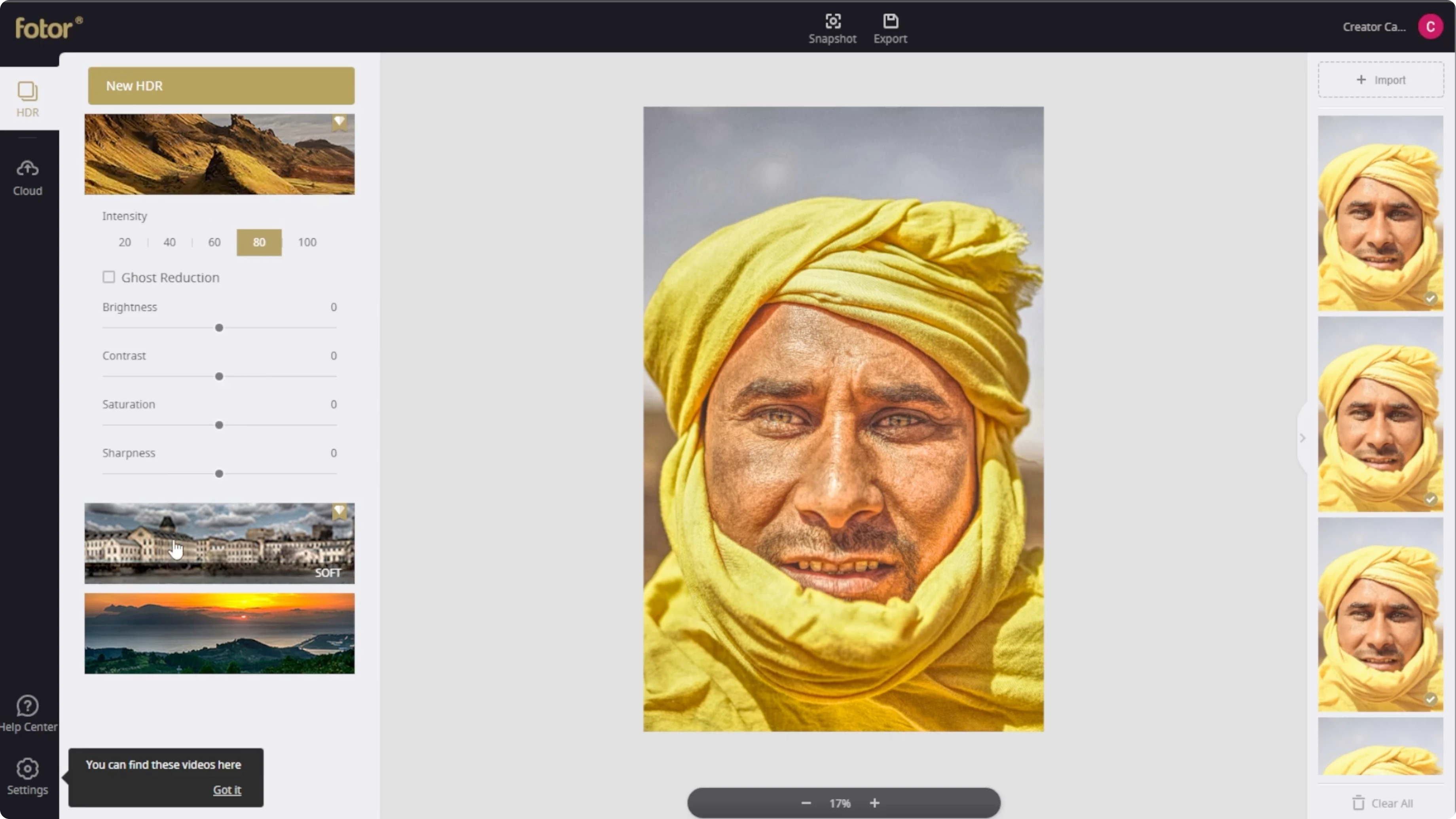 Screenshot from How to Enhance the Dynamic Range and Contrast of Photos with AI? at 74s