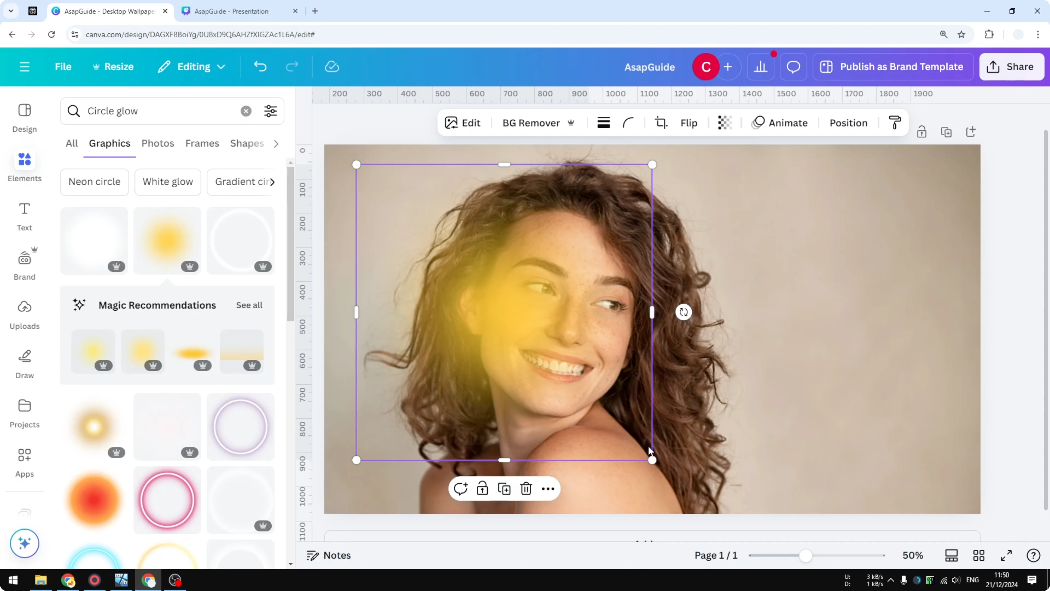 Screenshot from How to Add Glowing Effect to a Person in Canva at 231s