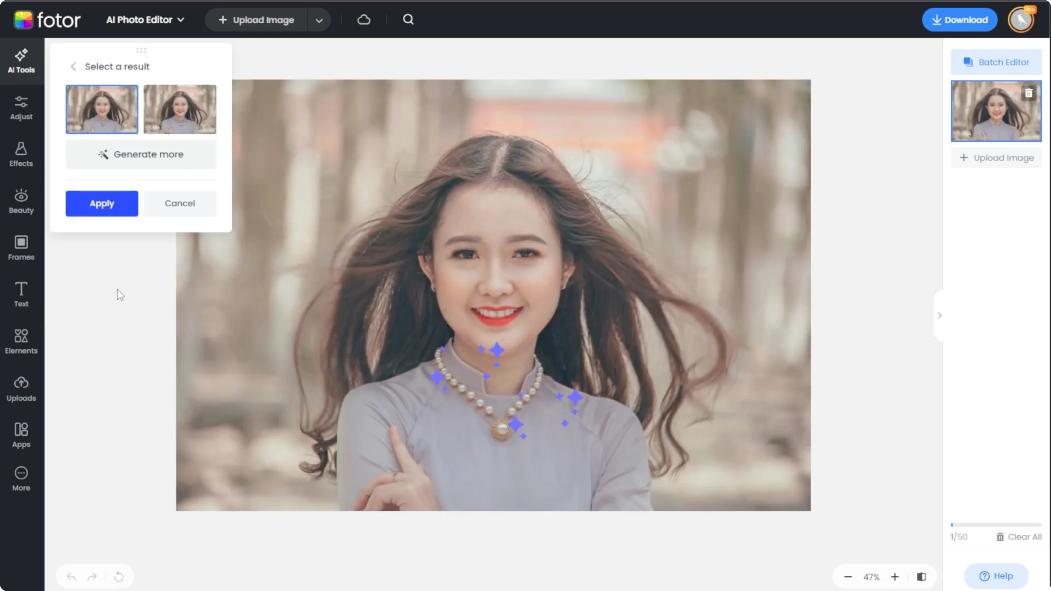 Screenshot from How to Enhance Your Photos by Adding Jewelry, Hats, and Accessories with AI? at 97s