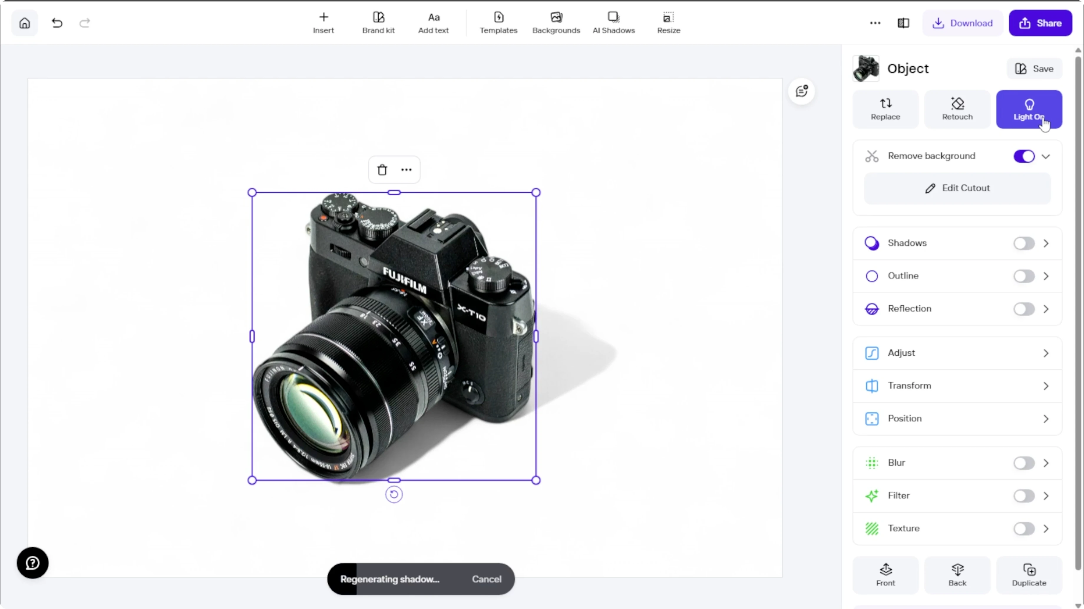 Screenshot from How to Create Realistic Shadows and Add Visual Depth with AI? at 131s