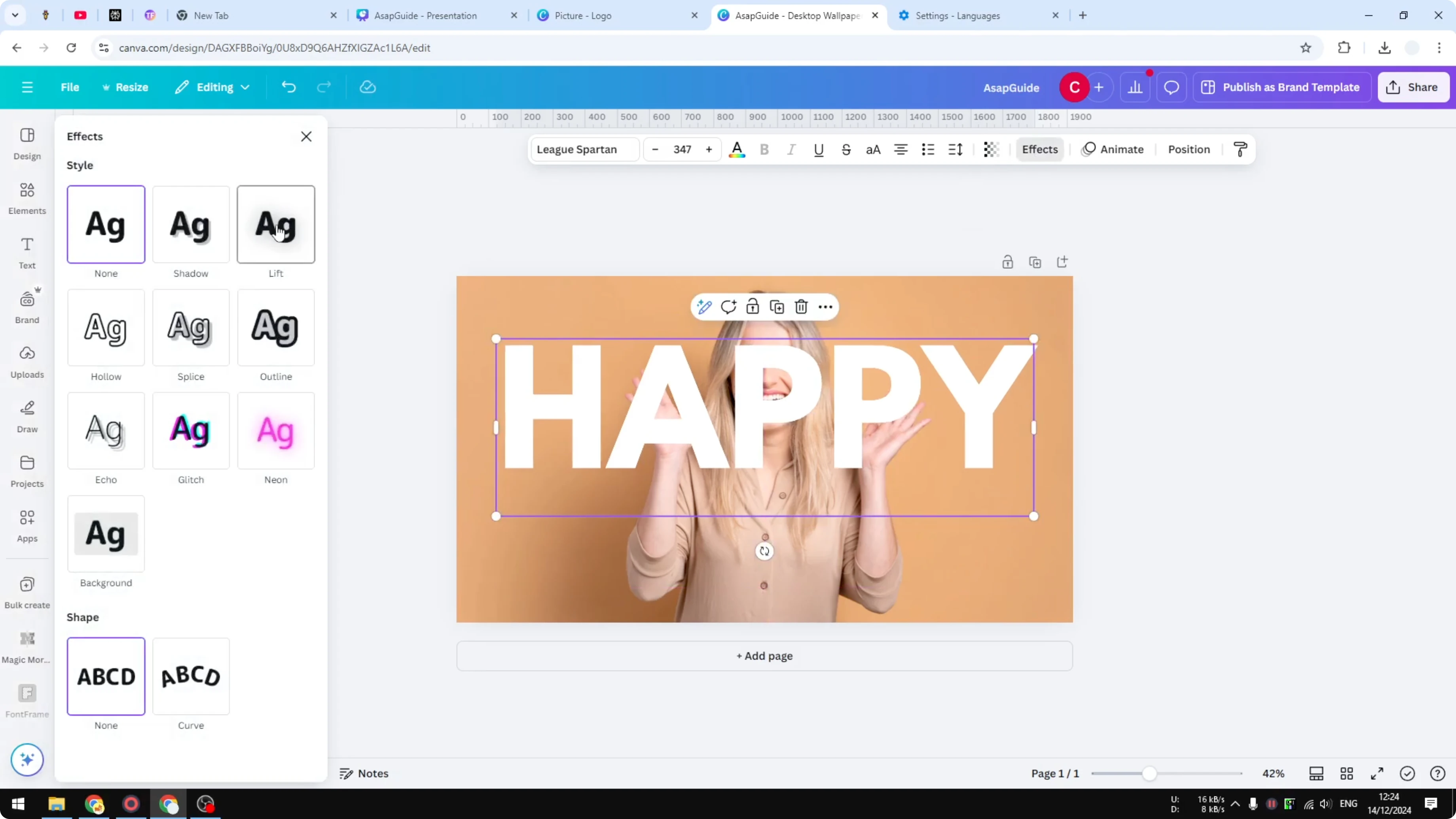 Screenshot from How to Add Text Behind Image in Canva at 123s