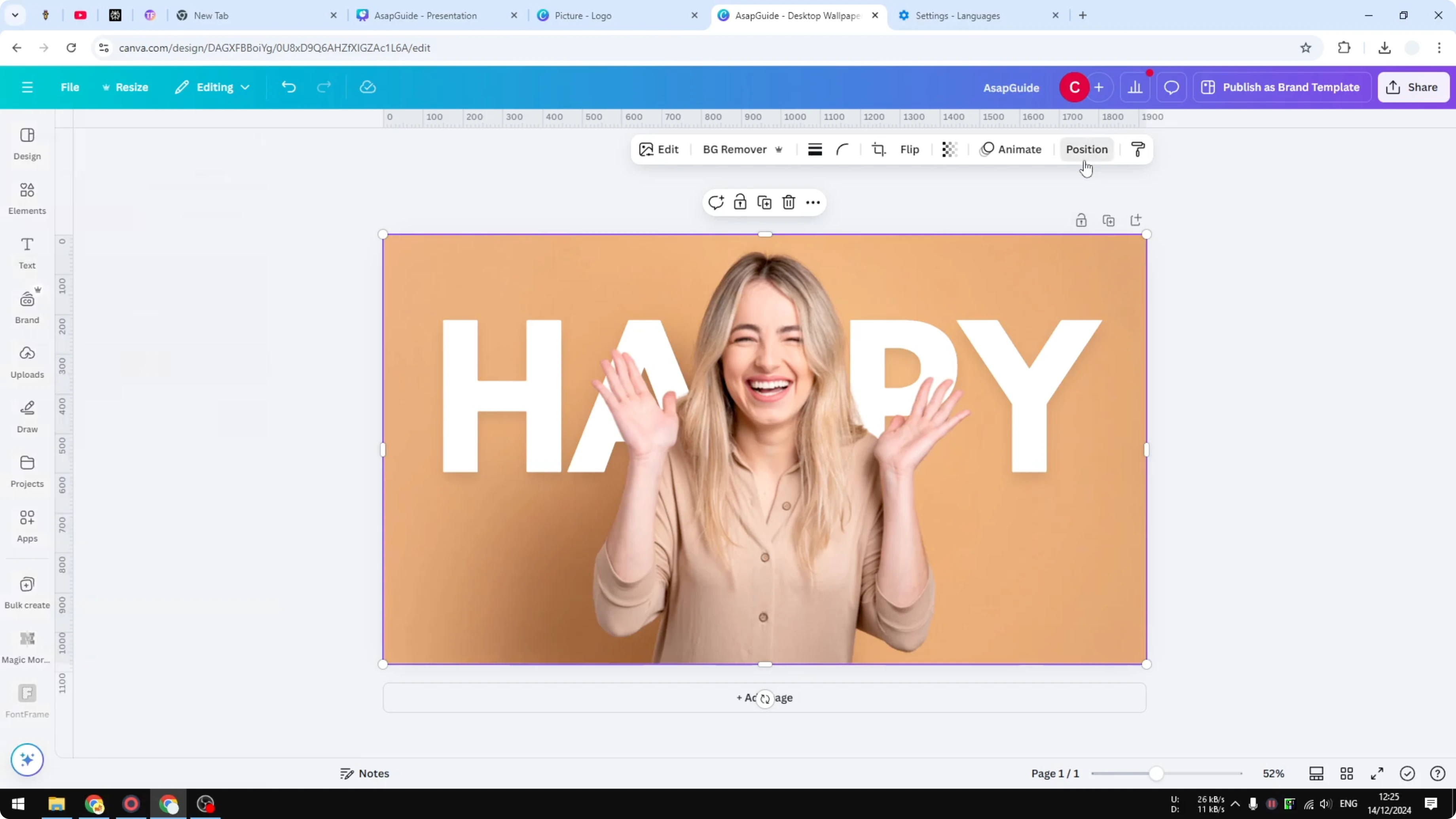 Screenshot from How to Add Text Behind Image in Canva at 146s