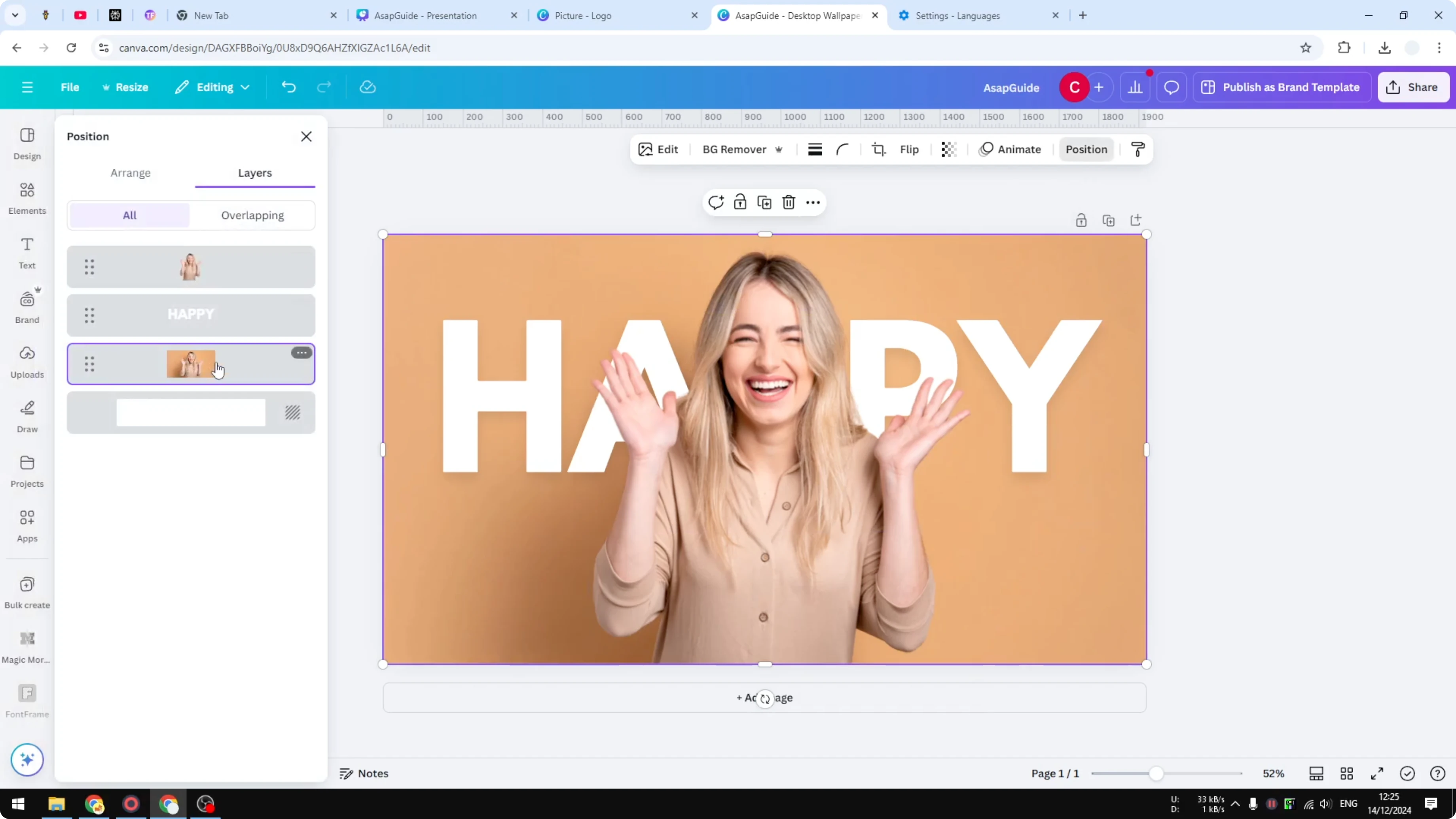 Screenshot from How to Add Text Behind Image in Canva at 149s