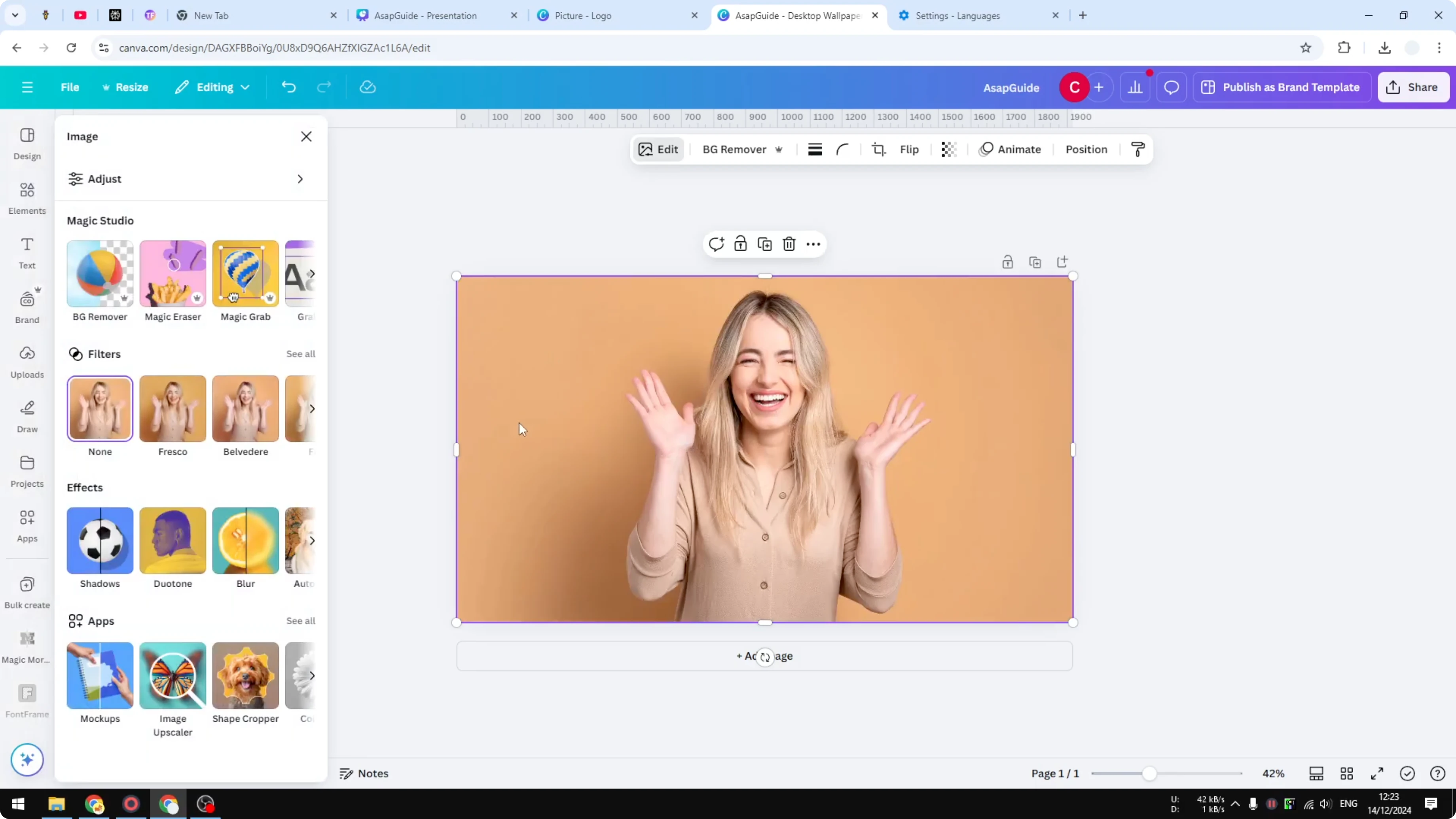 Screenshot from How to Add Text Behind Image in Canva at 40s