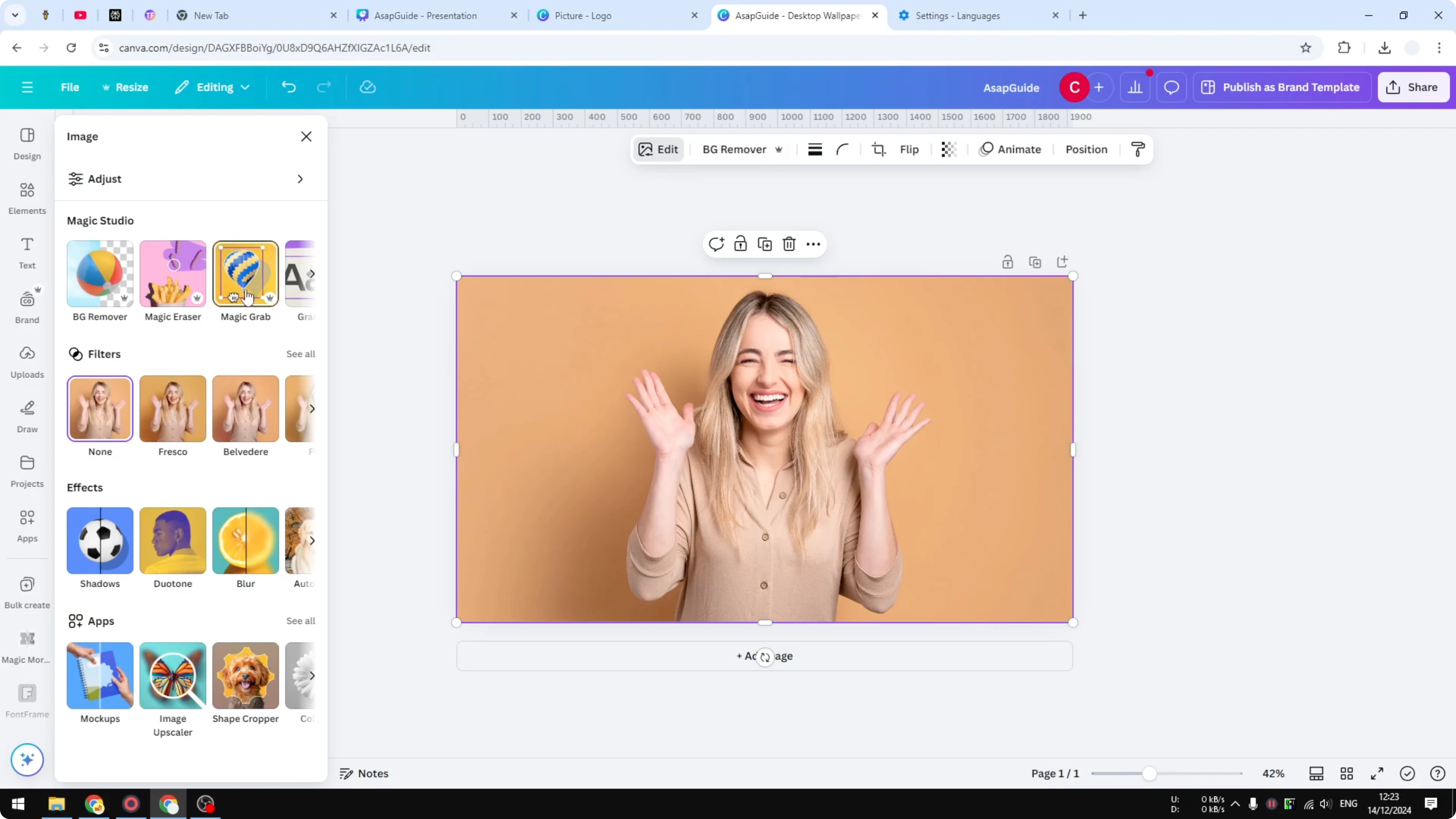Screenshot from How to Add Text Behind Image in Canva at 49s
