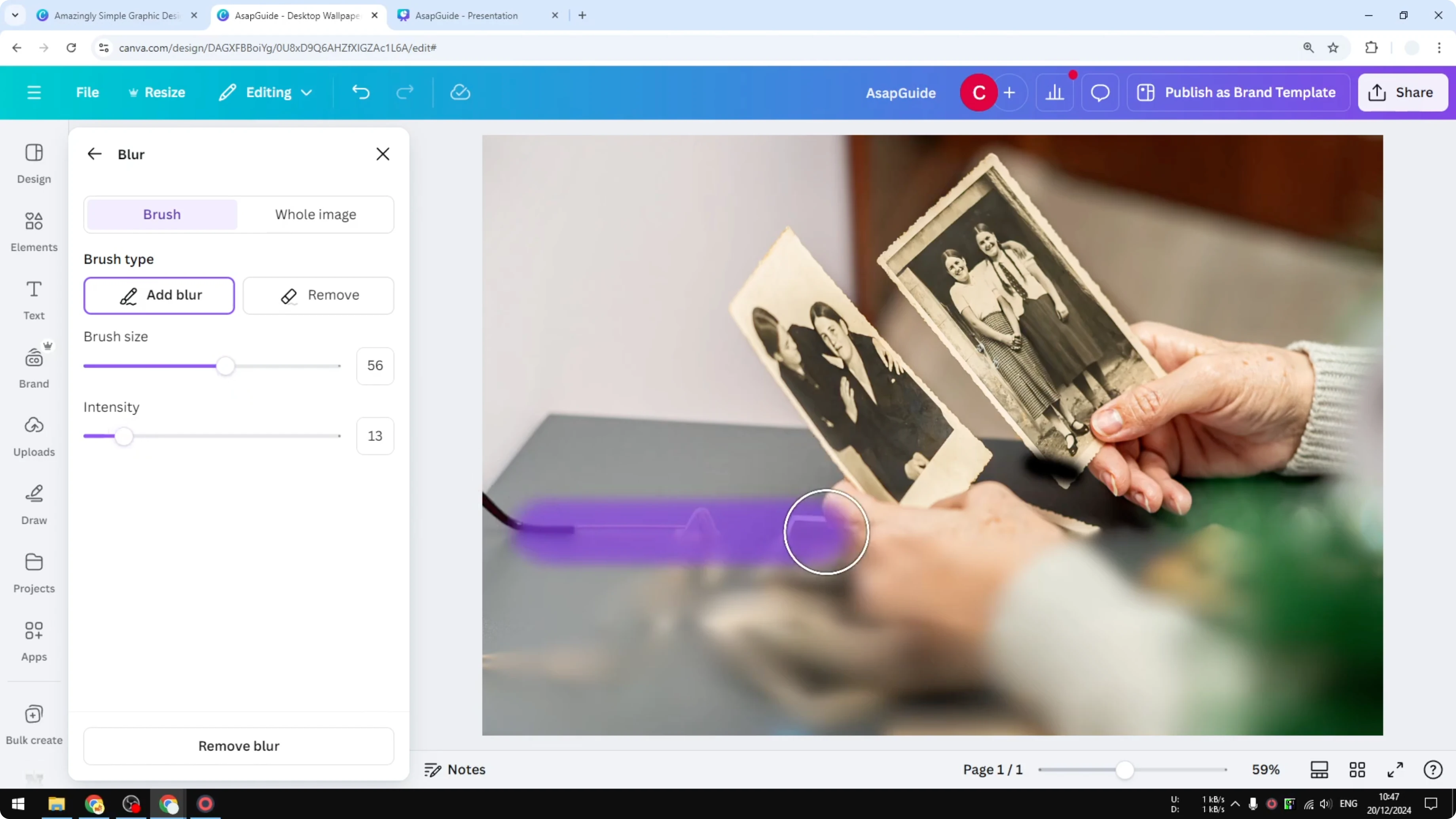 Screenshot from How to Blur Part of a Photo in Canva at 269s