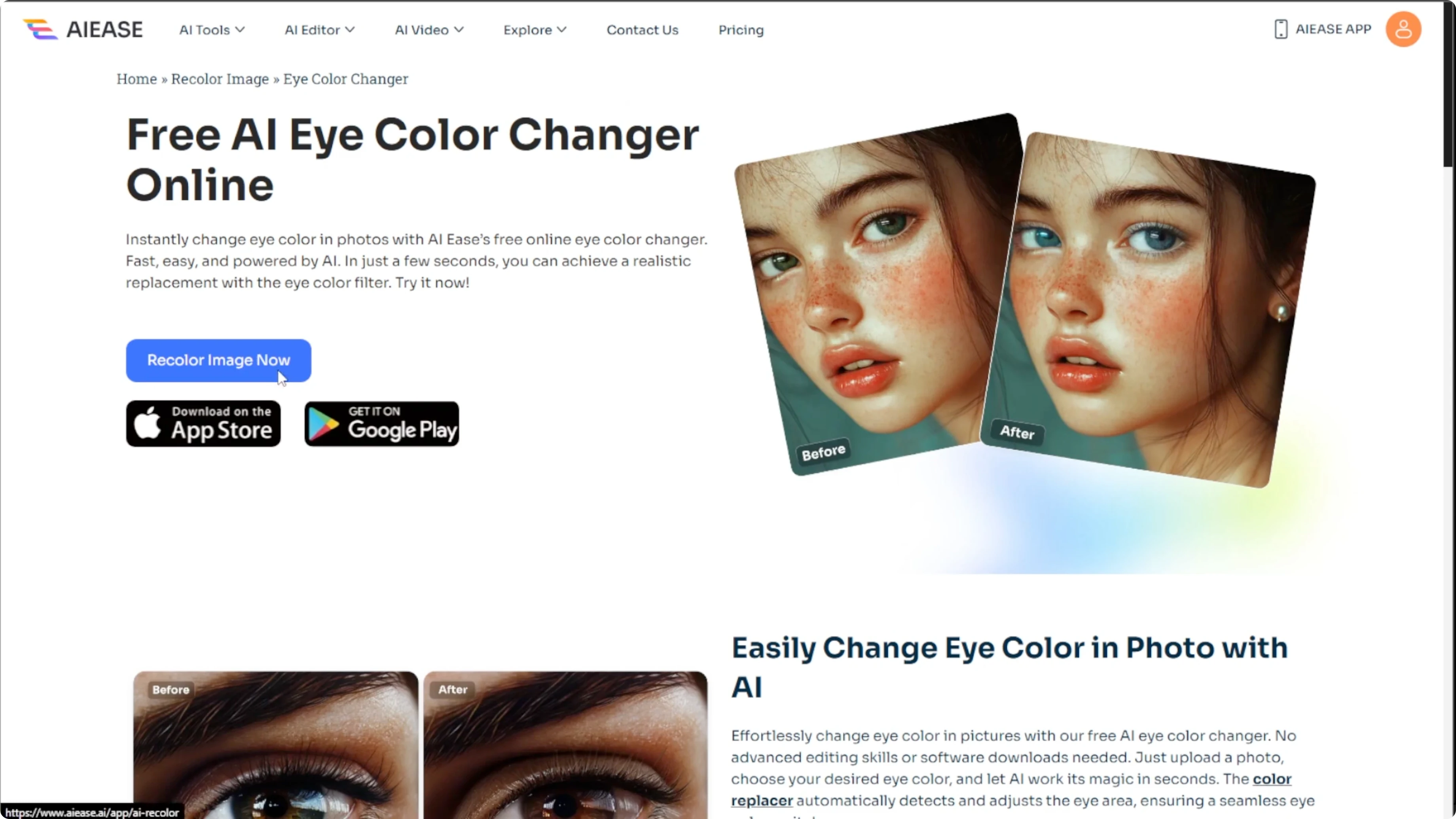 Screenshot from How to Change and Enhance Eye Color in Photos Safely with AI? at 27s