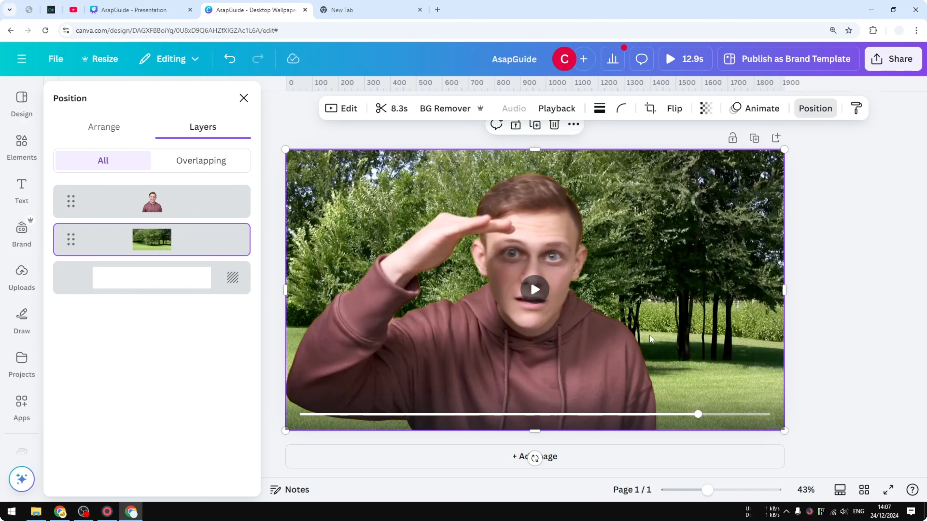 Screenshot from How to Change Video Background in Canva Using AI at 137s
