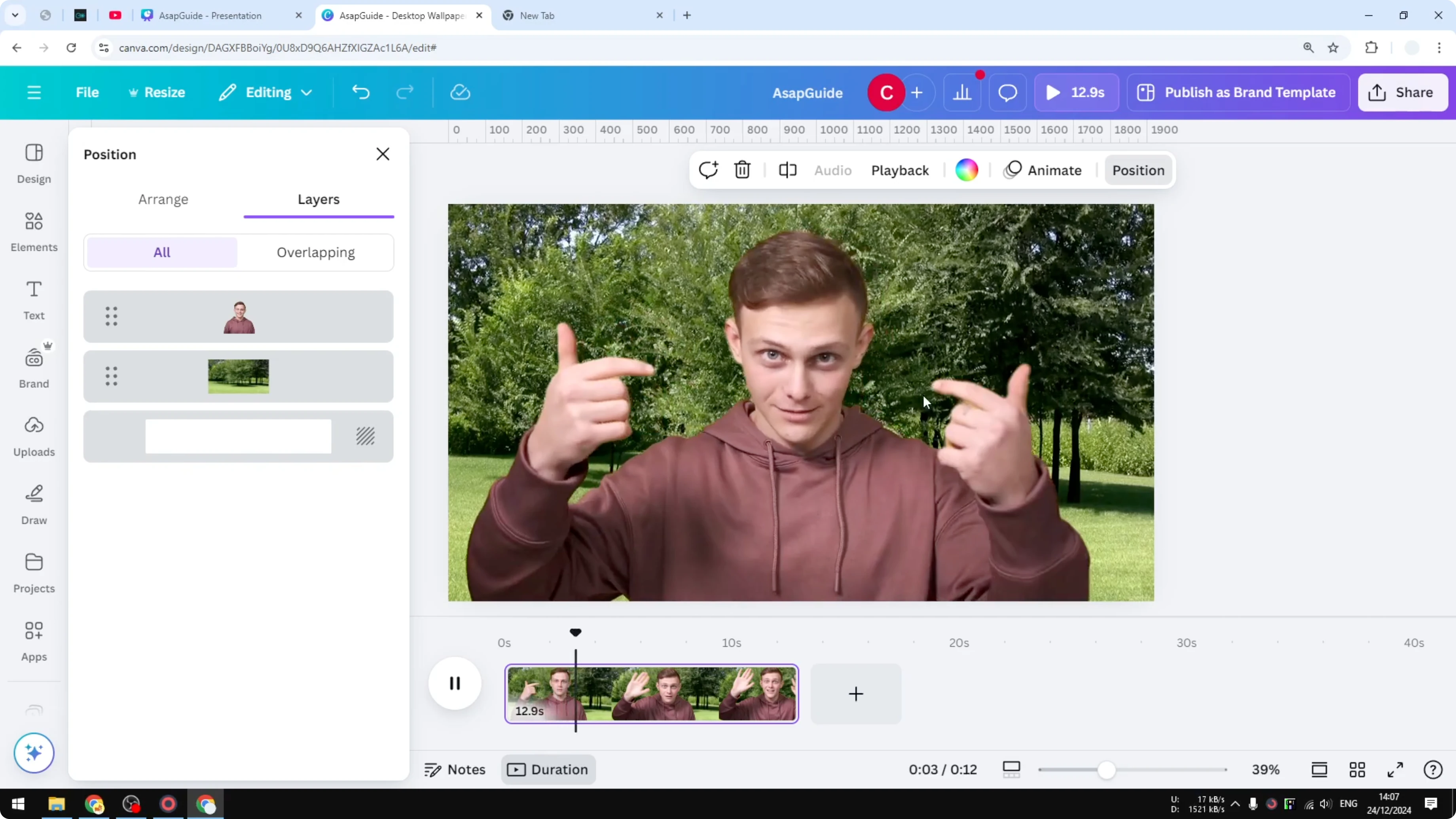 Screenshot from How to Change Video Background in Canva Using AI at 147s