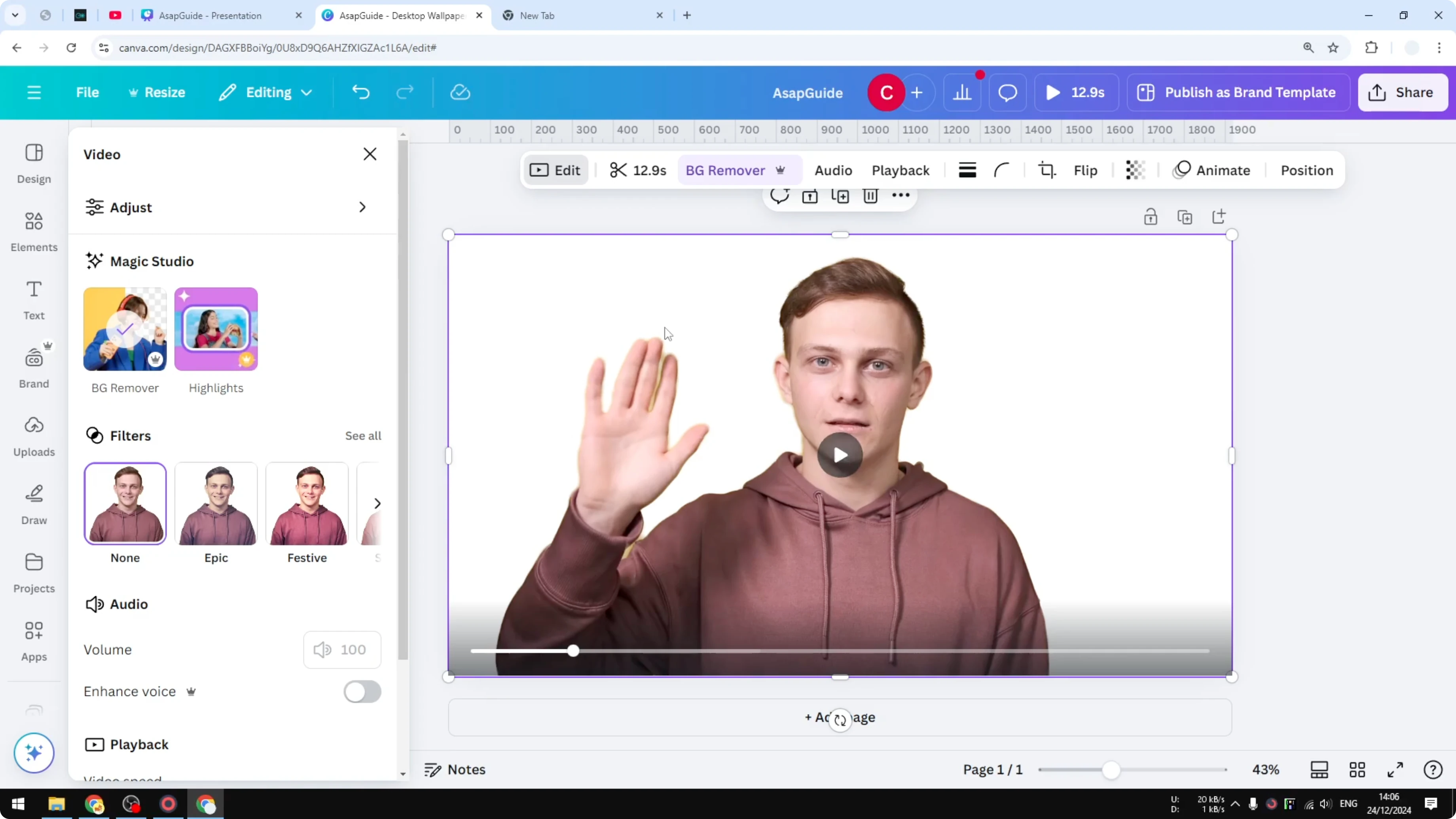 Screenshot from How to Change Video Background in Canva Using AI at 80s