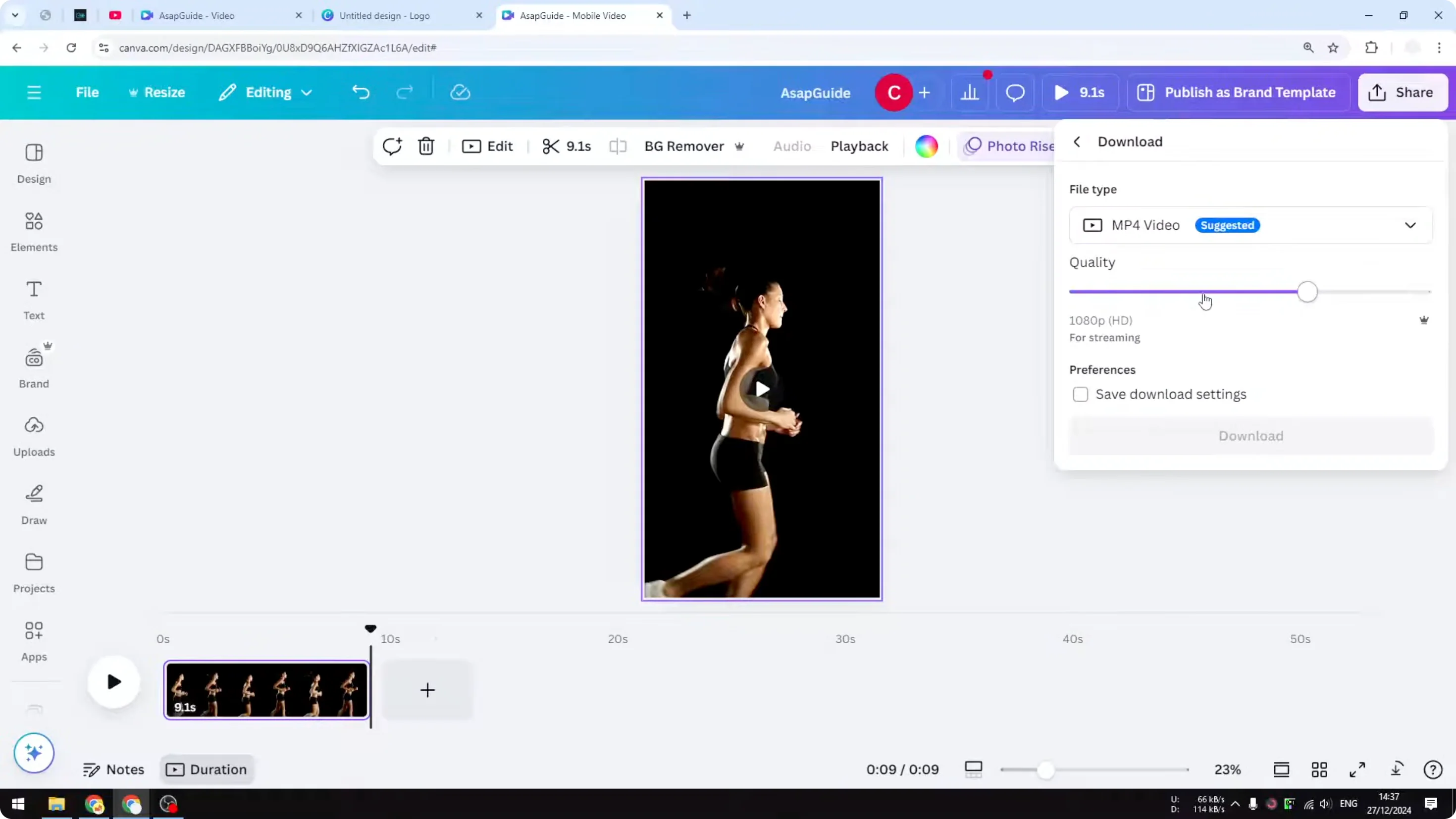 Screenshot from How to Create 9:16 Vertical Video in Canva at 188s