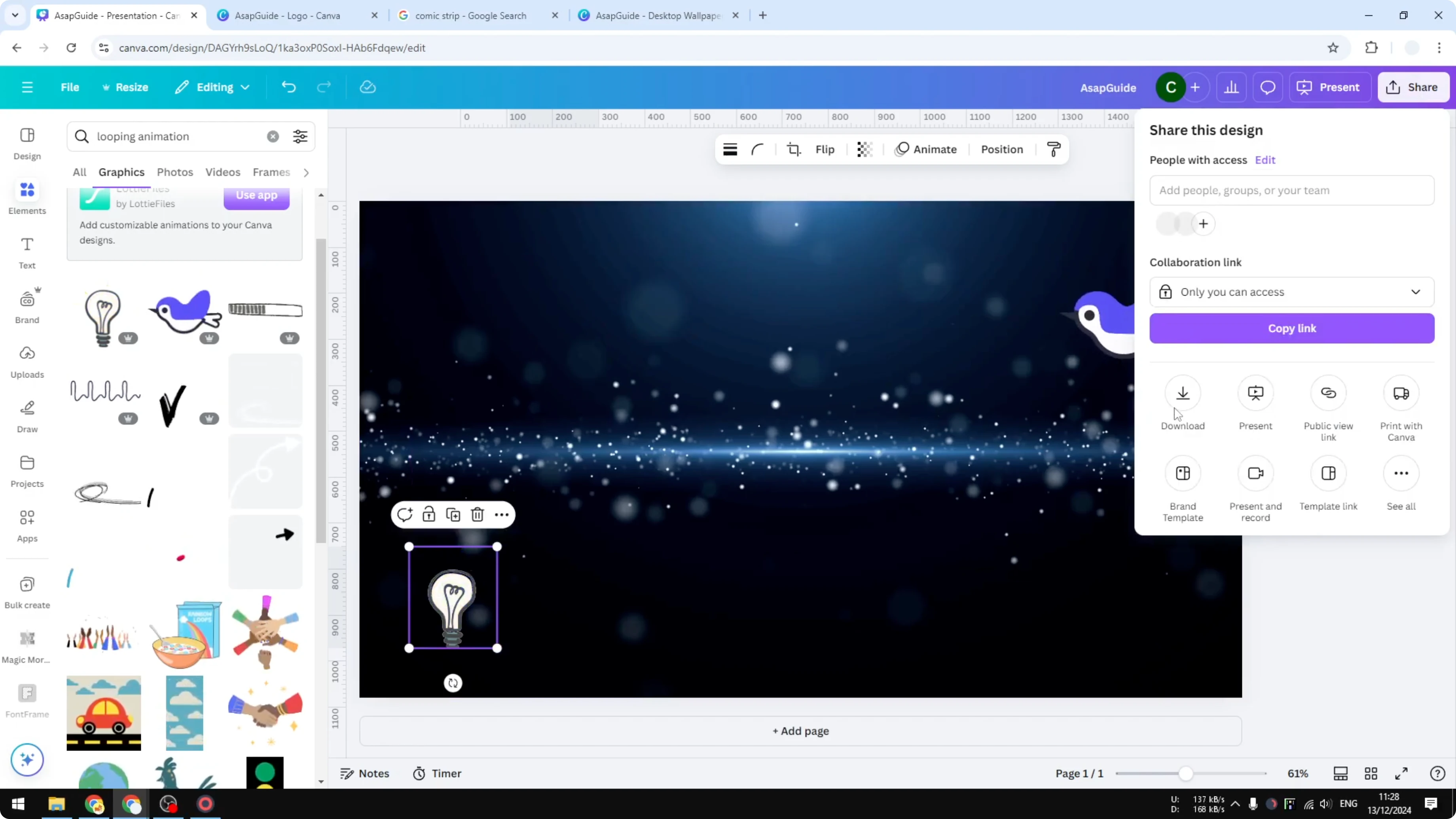 Screenshot from How to Create an Animated Background in Zoom Using Canva at 107s