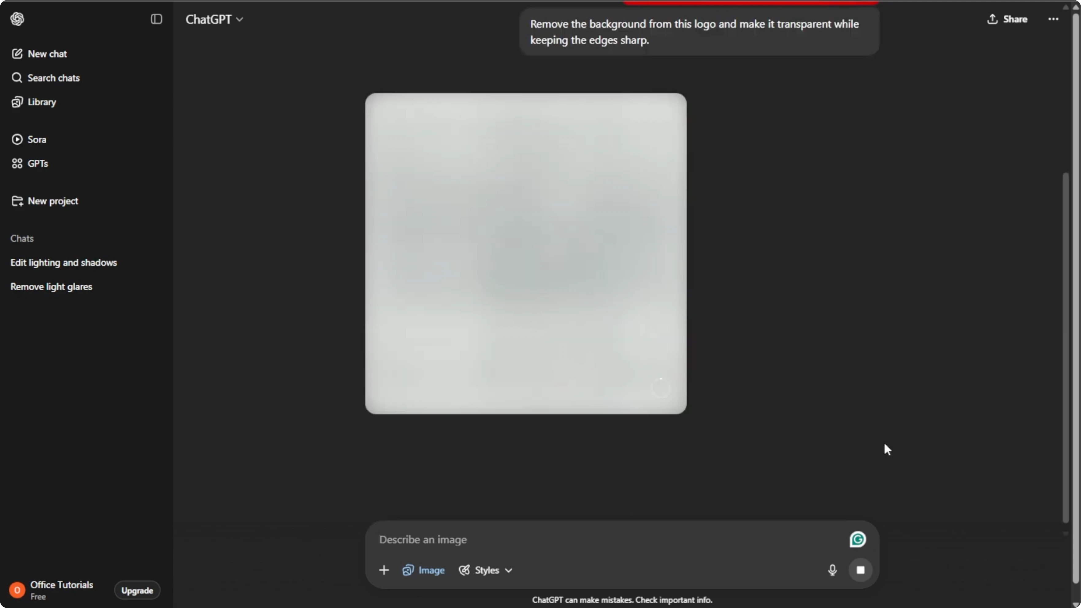 Screenshot from How to Create a Seamless Transparent Logo Using AI? at 81s