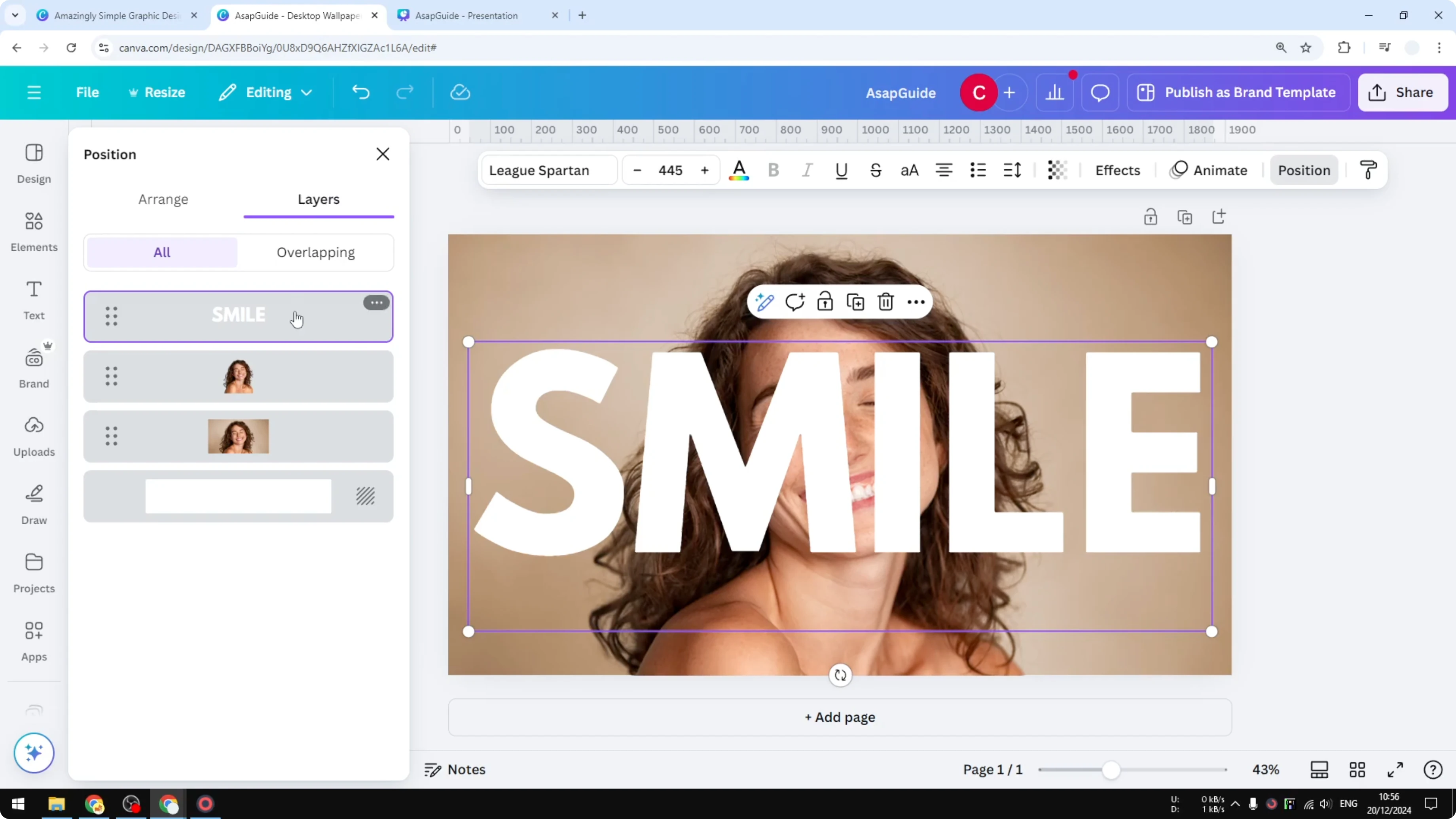 Screenshot from How to Create Transparent Overlay Text Effect in Canva at 213s