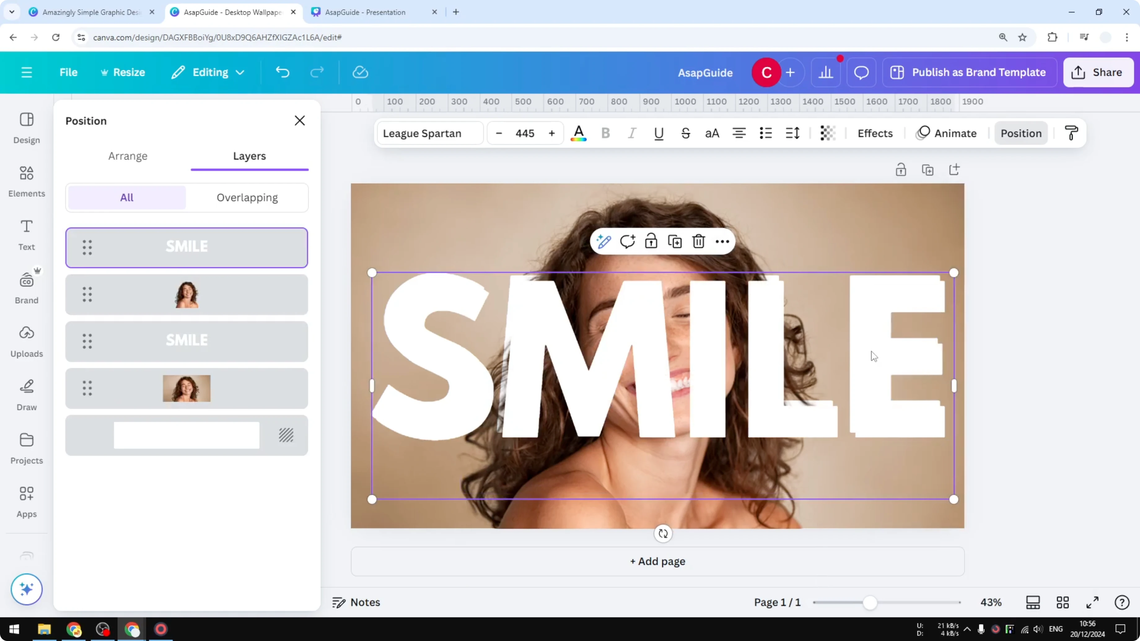 Screenshot from How to Create Transparent Overlay Text Effect in Canva at 224s