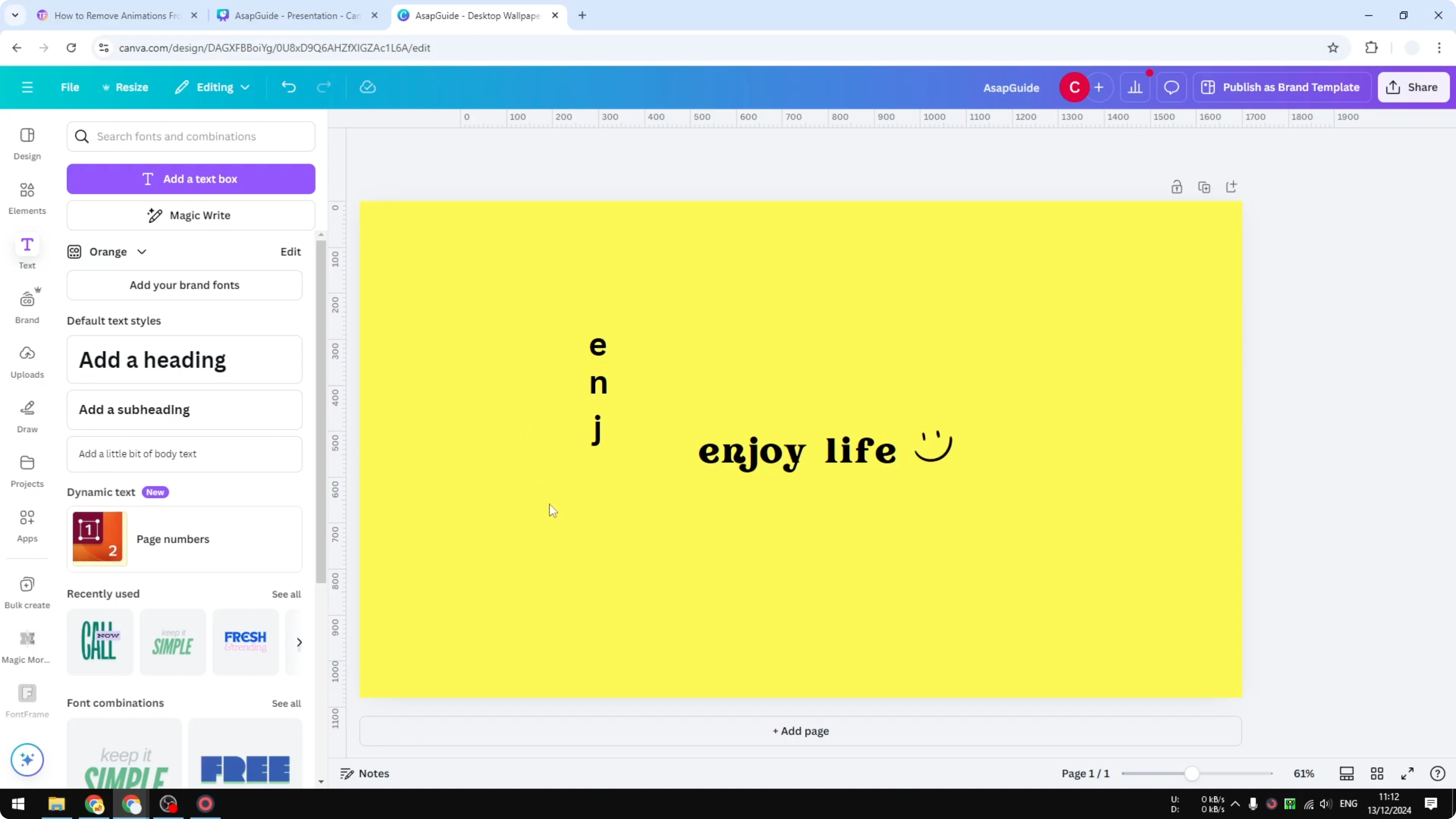 Screenshot from How to Create Vertical Text in Canva at 122s