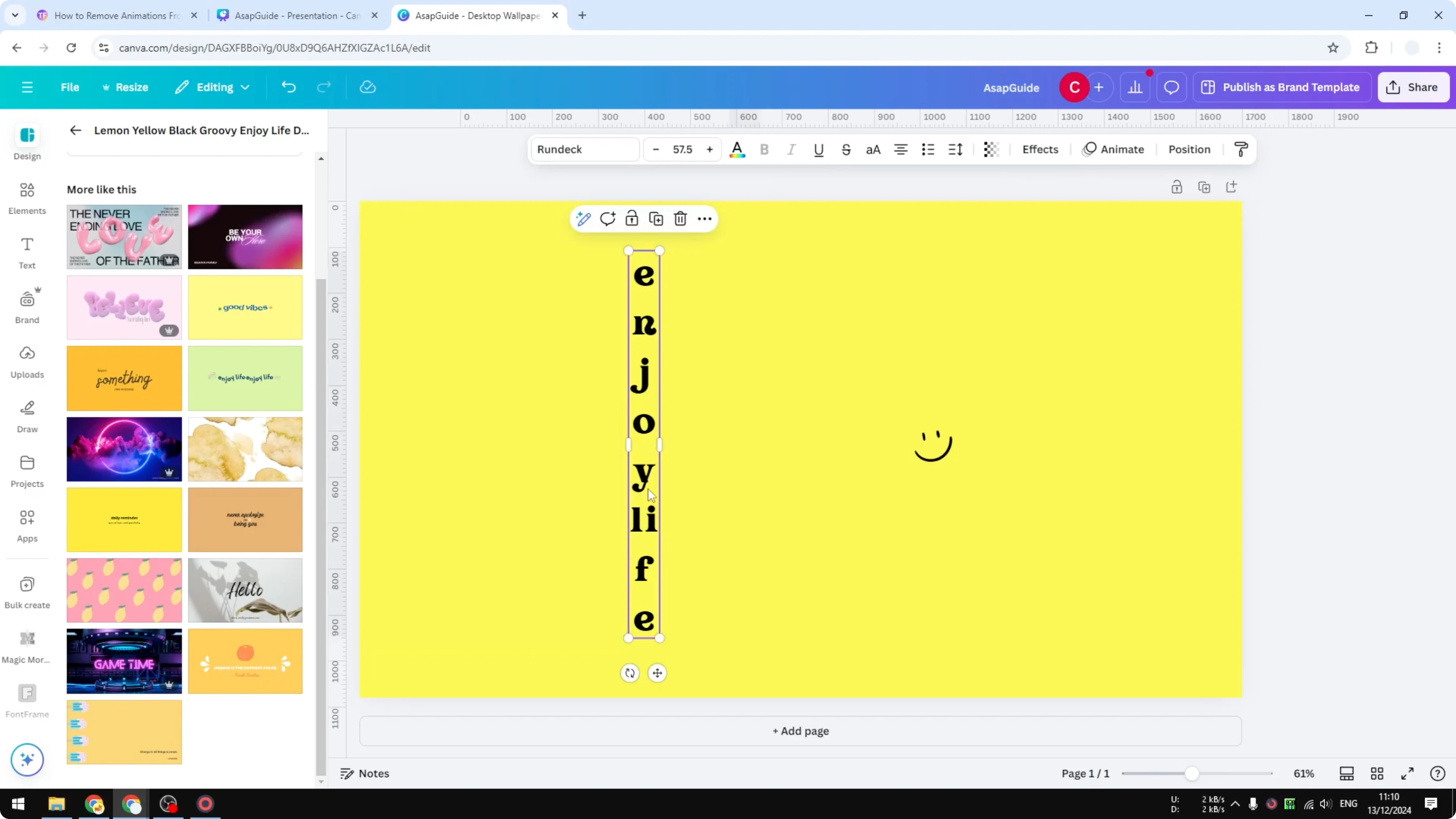 Screenshot from How to Create Vertical Text in Canva at 43s